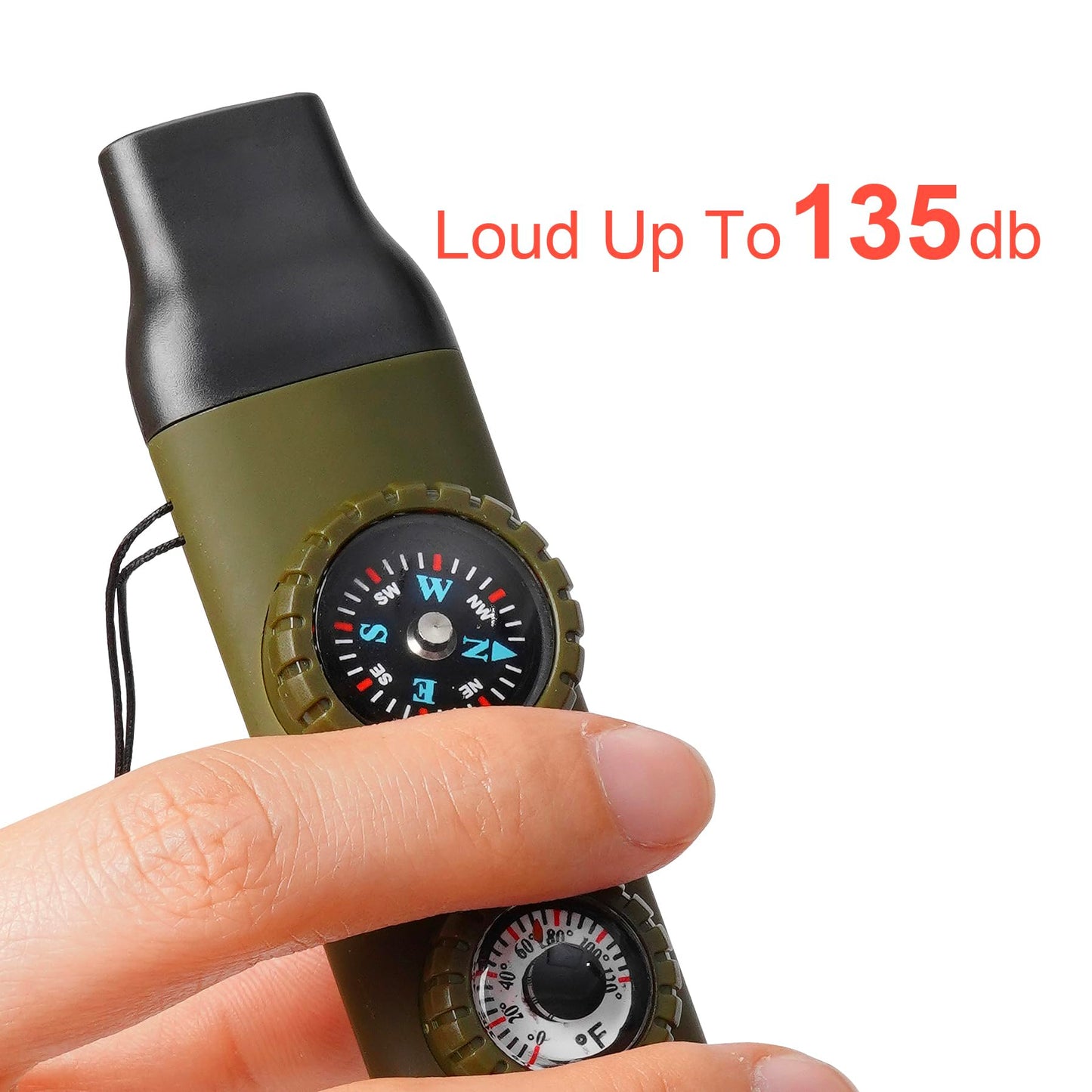Viriber Emergency Survival Safety Whistle，Whistle for Kids with Lanyard,Compass,Thermometer,Ideal for Kayaking, Boating, Hiking, Camping, Climbing(Green)