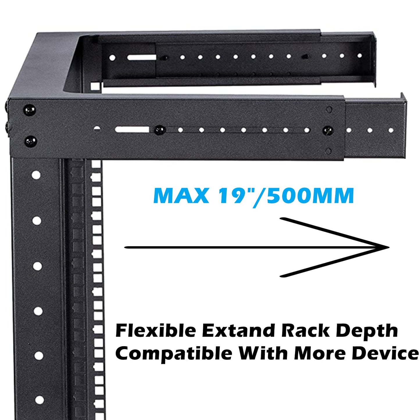 TECHTOO Wall Mount Rack 12U Adjustable Depth Open Frame 19Inch Server Equipment Rack Heavy Duty Patch Panel Bracket Network Equipment Rack (Adjustable 12U)