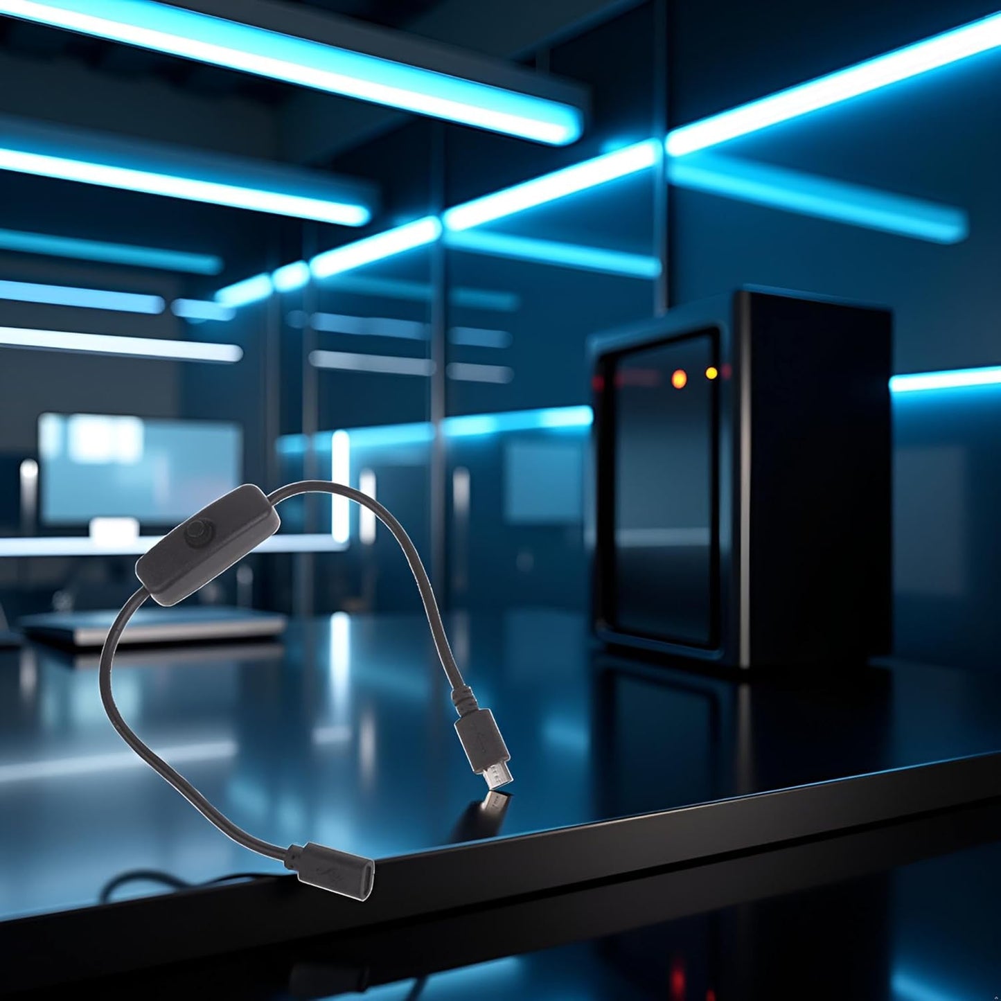 GANPUB Black Micro USB Extension Cord with On Female to Male Extension Cable Switch for and Other Micro USB Powered