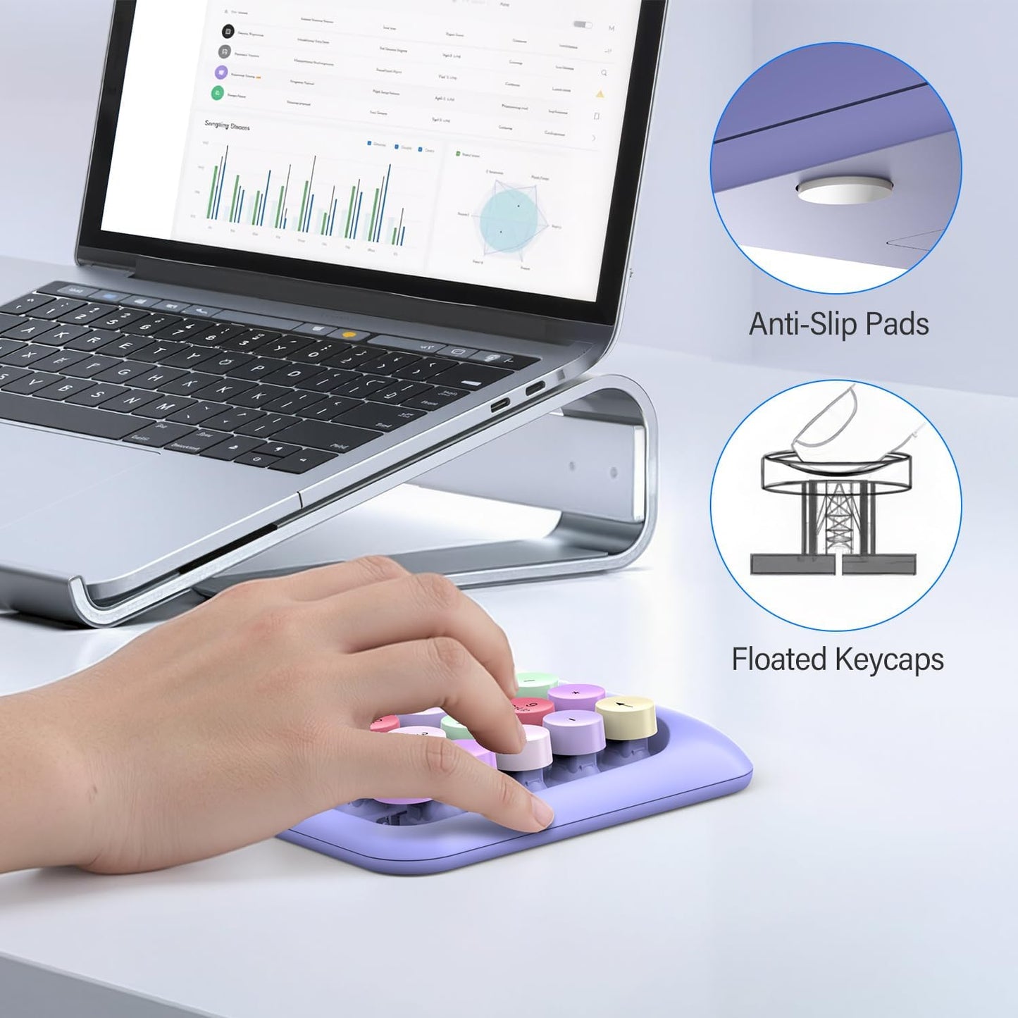 MOFII 18 2.4 10-Key Accounting Cute Colorful Wireless Number Pad - Keys, Portable GHz with Stable Wireless