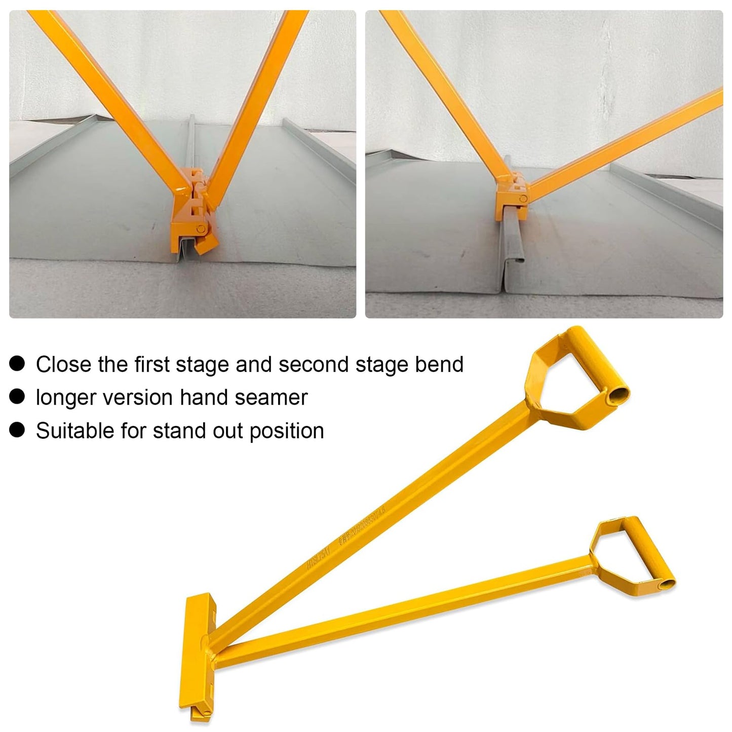 LAOJIEDAO Roof Eaves Seam Bender, Metal Roofing Drip Edge Folding Tool for Standing Seam Mechanical Lock, 90-180° Roof Edge Hemming Crimper Tool for Roofer and Sheet Metal Worker (2-in-1 Yellow)