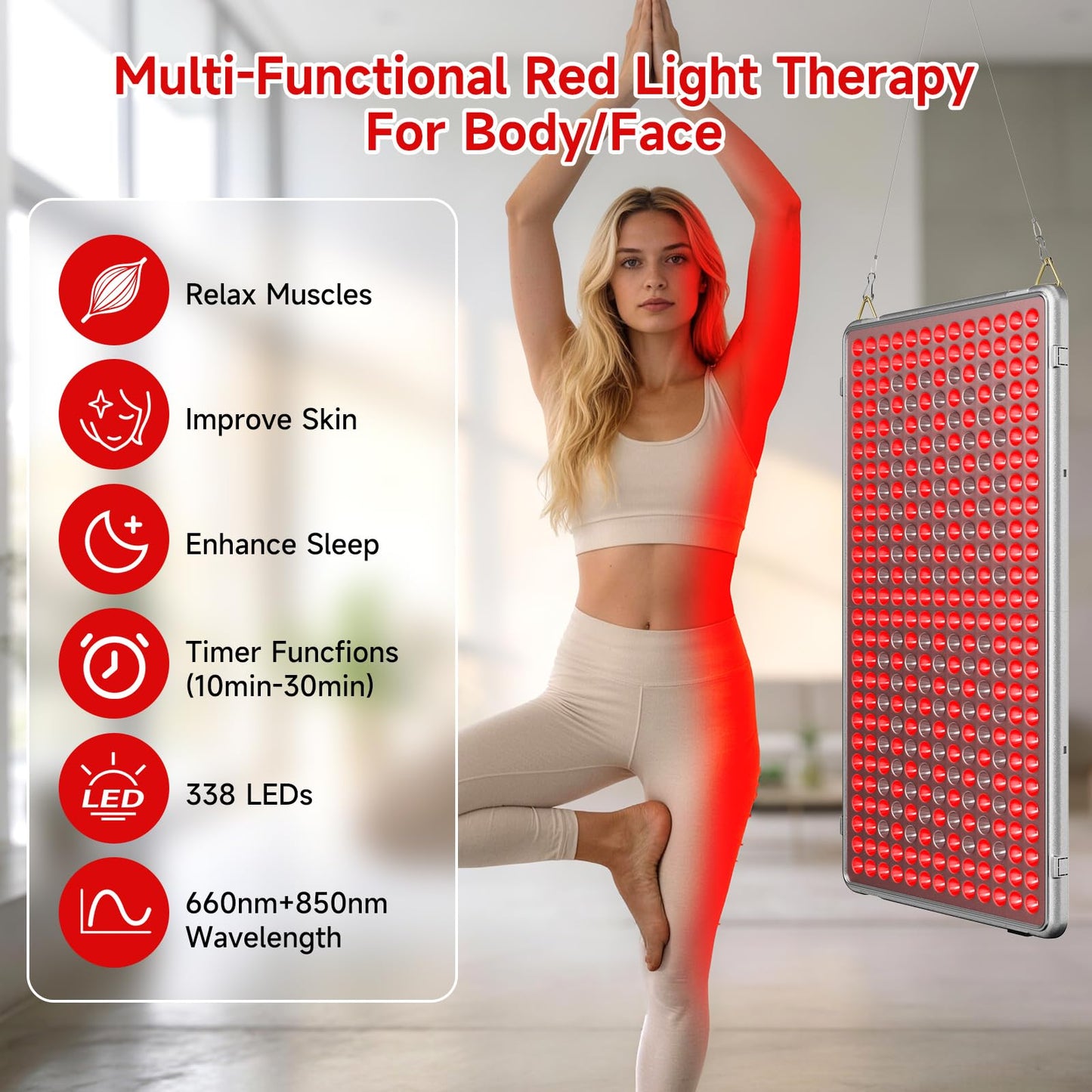 Red Light Devices for Face Full Body Red Light Lamp High Power Infrared Light Panel for Skin Health 660nm