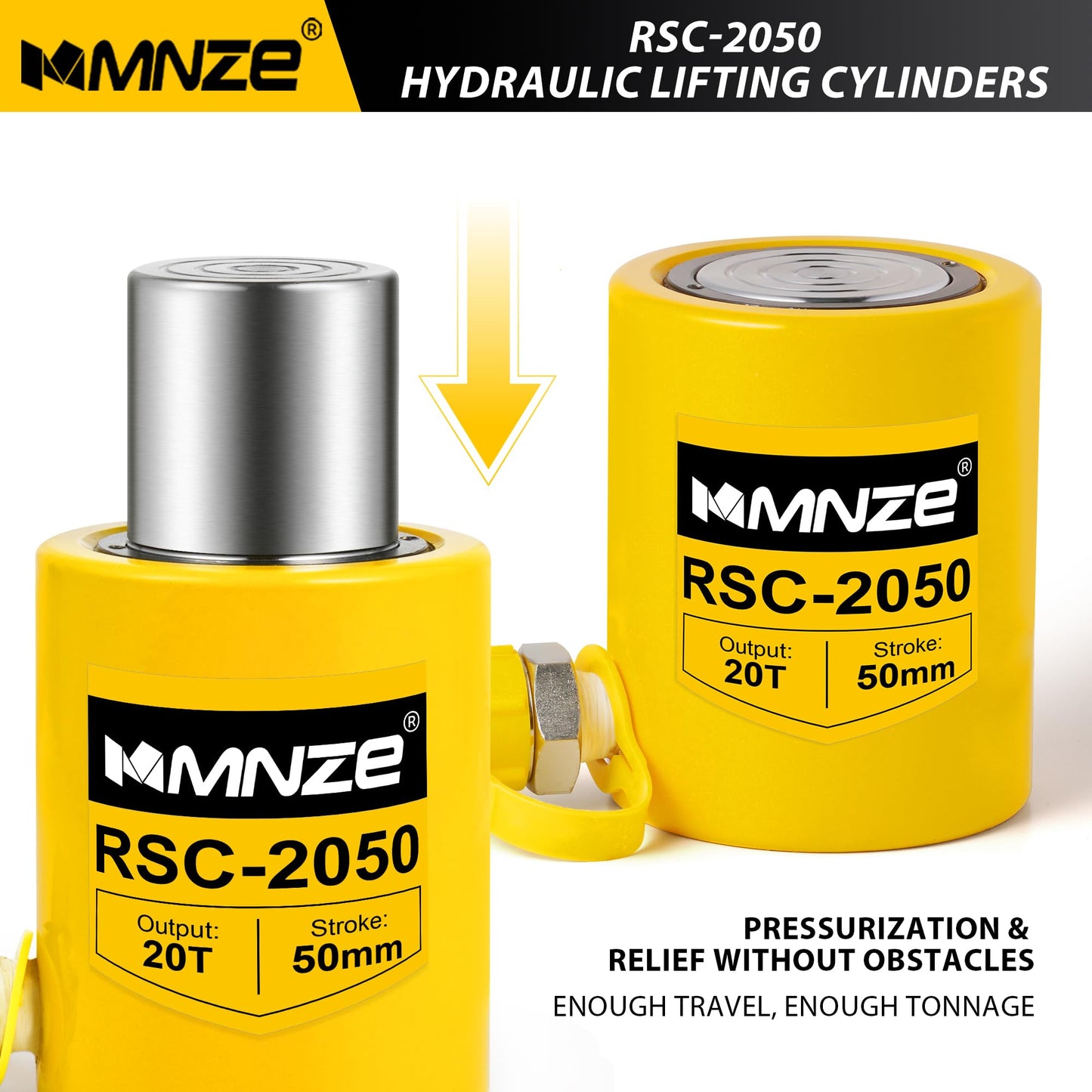 MMNZE 20T 2" Stroke Hydraulic Cylinder Jack Sets Porta Power Ram Jack Kits Single Acting Lifting Cylinder Retract Automatically with CP-180 Hydraulic Hand Pump