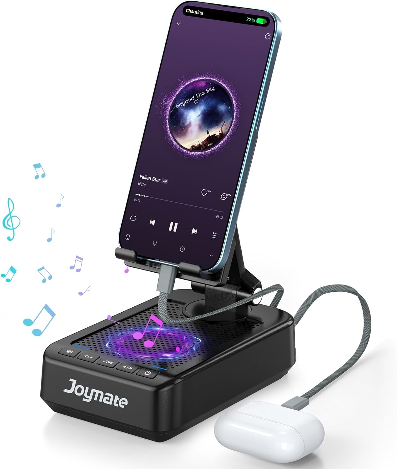 Joymate 10,000mAh 360 Gifts for Men Women, Charging Phone Stand with Cables and Bluetooth Speaker, Rotatable Angle Cell