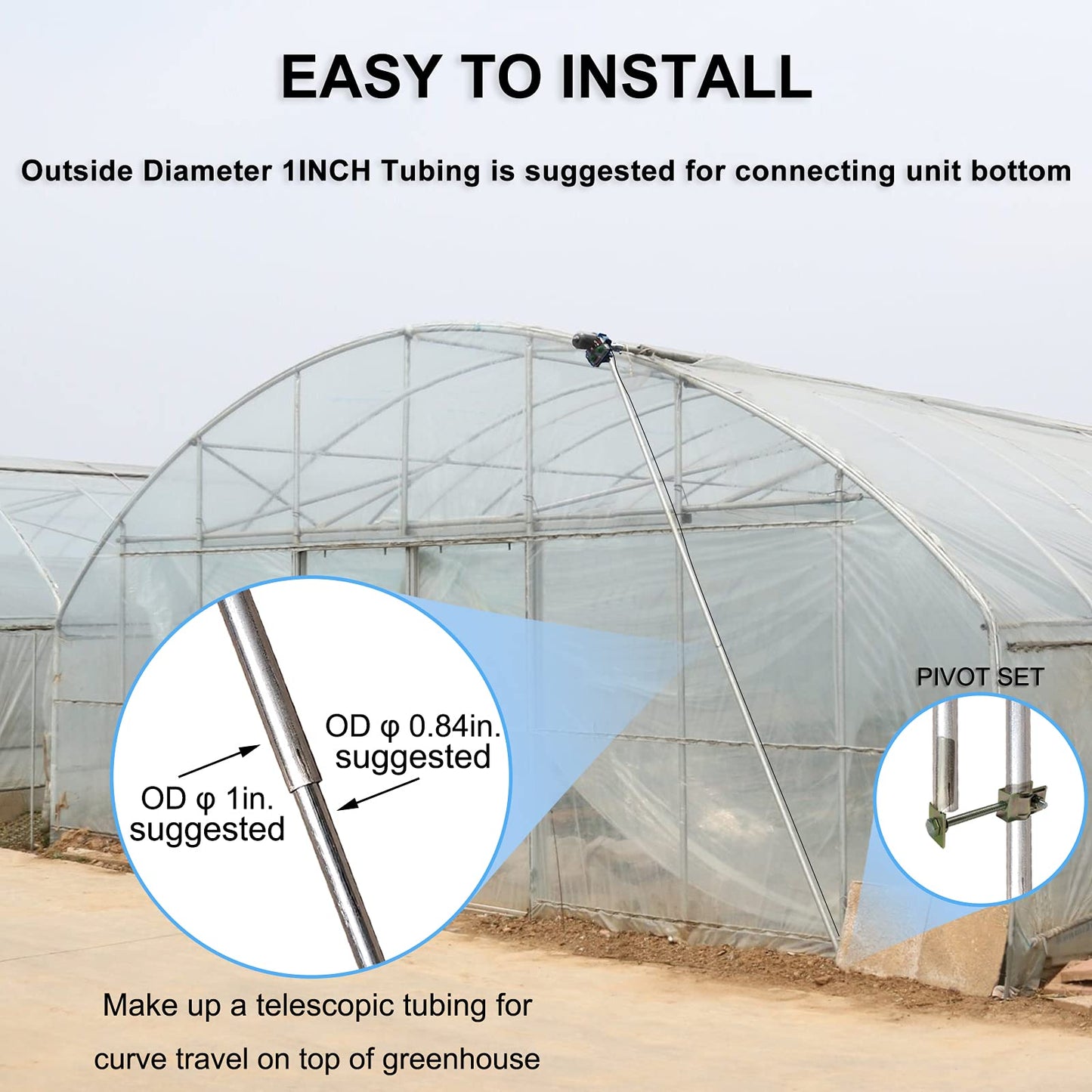 UYGALAXY 100W Greenhouse Film Roll Up Motor with Limit Switch, Waterproof Electric Film Curtain Roller Frame Shed DC 24V 2.8RPM for Greenhouse Automatic Ventilation(with Pivot Set)