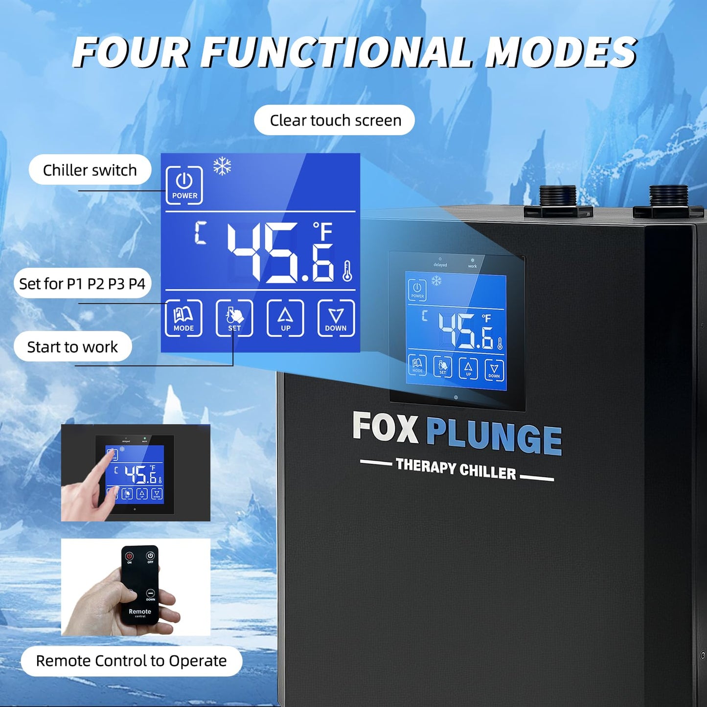 FOXPLUNGE Cold Plunge Chiller 1/2HP - 132 Gallons Water Chiller for Ice Bath Tubs with 2 Water Pumps, Filter & Hose, Remote Control, Quiet Cooling System for Home Muscle Recovery Use