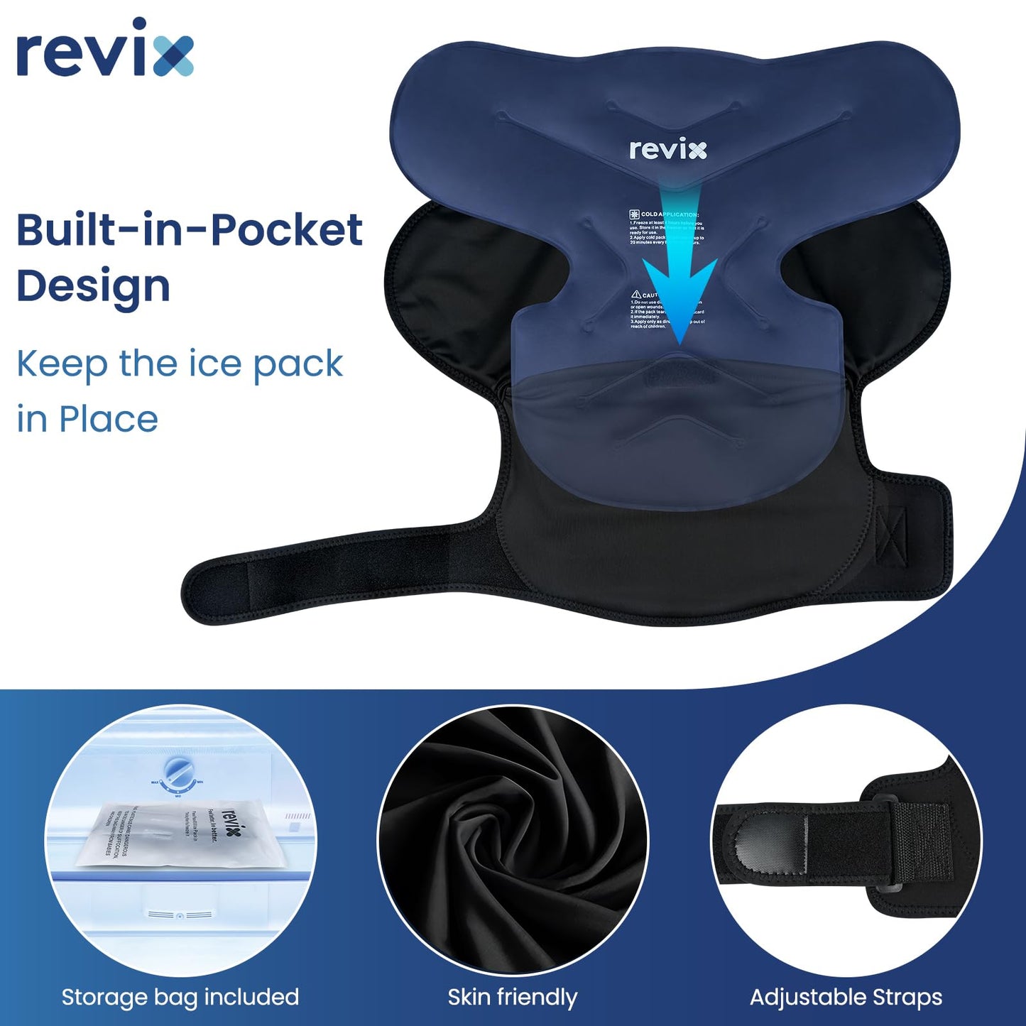 REVIX Shoulder Ice Pack Wrap, Ice Shoulder Brace for Rotator Cuff and Arm, Reusable Gel Cold Therapy Wrap for Discomfort Relief & Muscle Relaxation