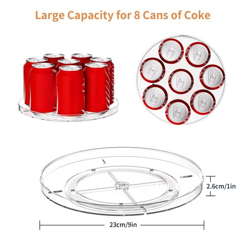 2 Pack Lazy Susan Organizer Turntable, Clear 9 Inch Rotating Organizer Tray for Cabinet Table Top, Round Non-Skid Refrigerator Lazy Susan, Kitchen Storage for Pantry Countertop Bathroom, Spice Rack