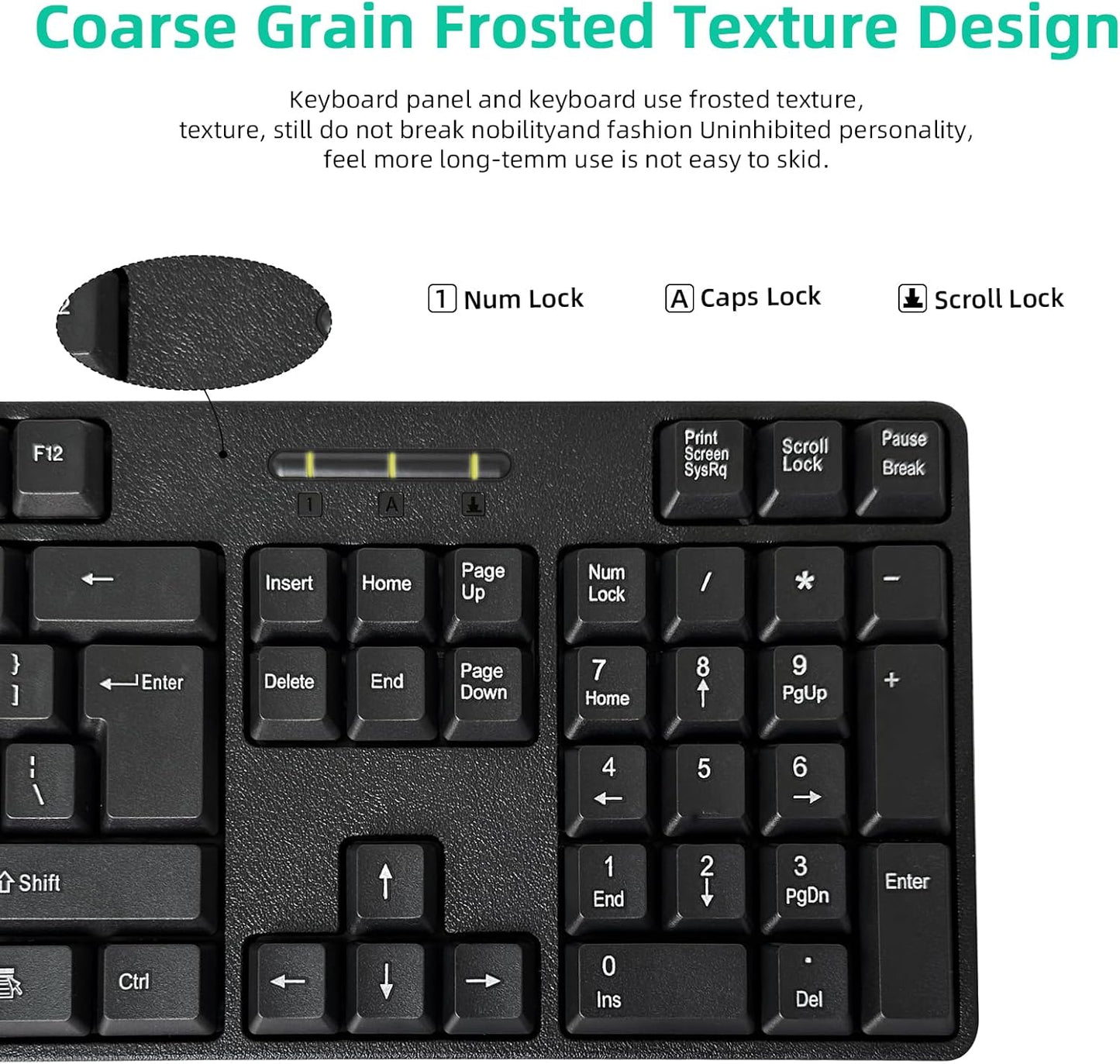 YORUNOHOSHI PS2 104 Wired Keys Computer Keyboard with Stands,Waterproof - US Layout Compatible for Windows, PC, Laptop