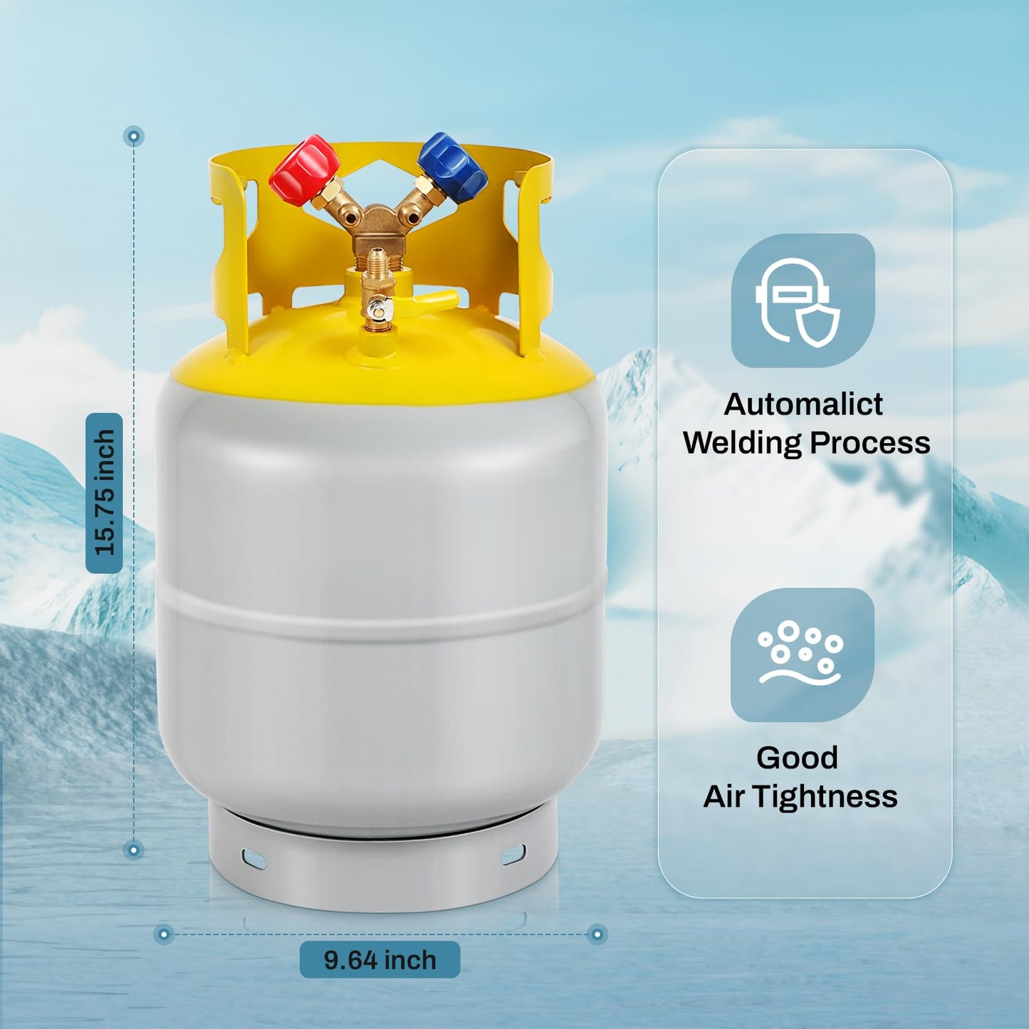FAHKNS Refrigerant Recovery Tank 30 LB for R22, R134A, R410A Refrigerant with 1/4 SAE Y-Valve Liquid/Vapor Reclaim Tank Reusable
