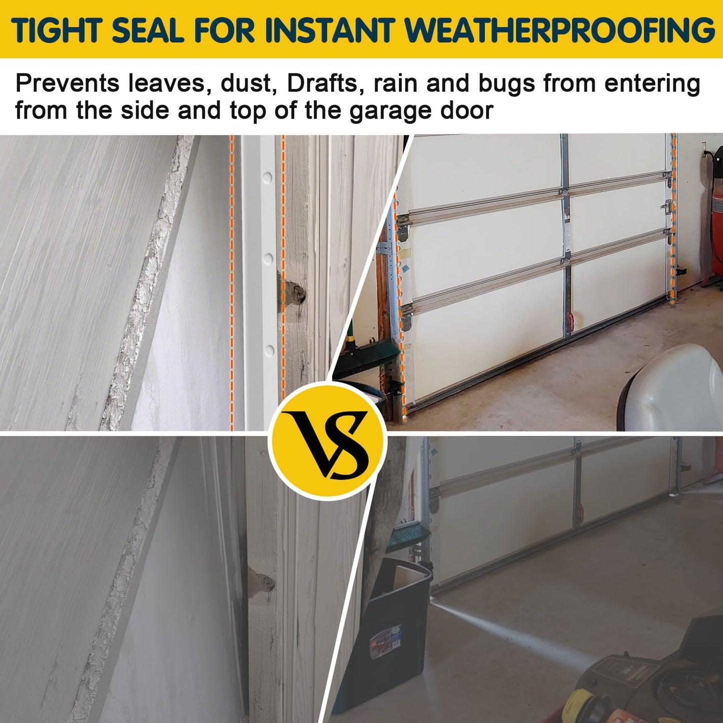 Garage Door Seal Top and Sides - 36FT Universal Garage Door Weather Stripping Side Seal Replacement, Weatherproofing Garage Door Seals Energy Efficient and Pest-Proof for Homeowners, White