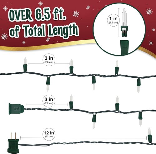 Clear Warm White Christmas Tree Lights - 35 Mini Bulbs with 6.3 ft String | Multifunctional Outdoor & Indoor Decor