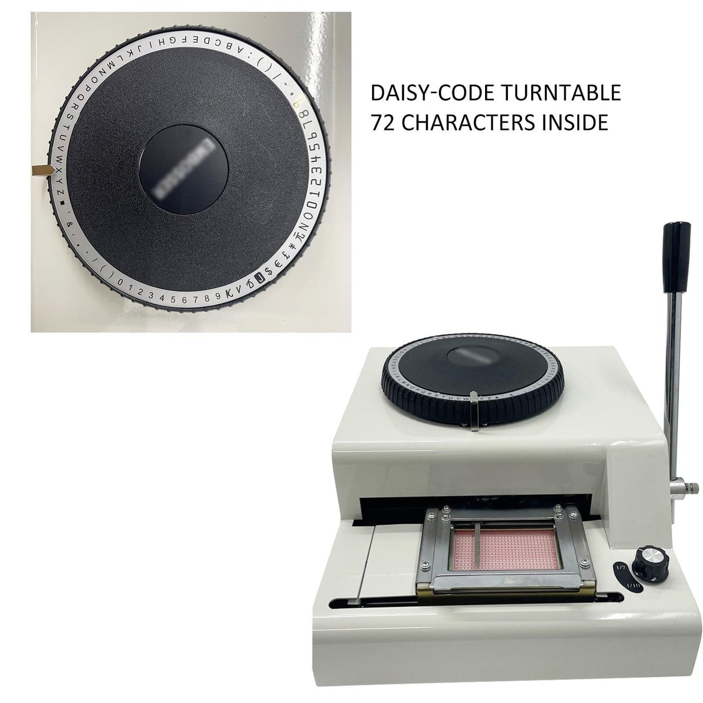 Manual Stamping Machine, Dog tag Coding with 5 Aluminum Tags, 72 Characters, 2 Gear Kerning, Metal Code Printing