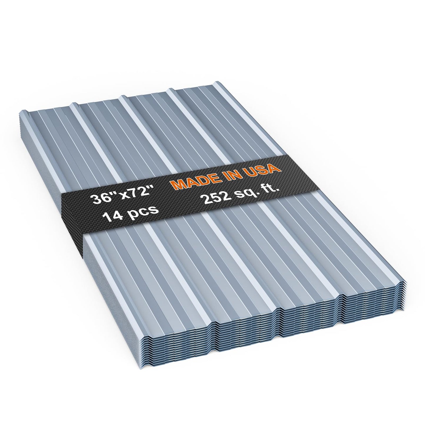 14 Pack Large Metal Roofing Panels, 72" x 36" Each, 252 Sq. Ft. Coverage, Corrugated Galvanized Roofing Panels for Residential Commercial Roofing, Fencing, Wall Siding (Silver)