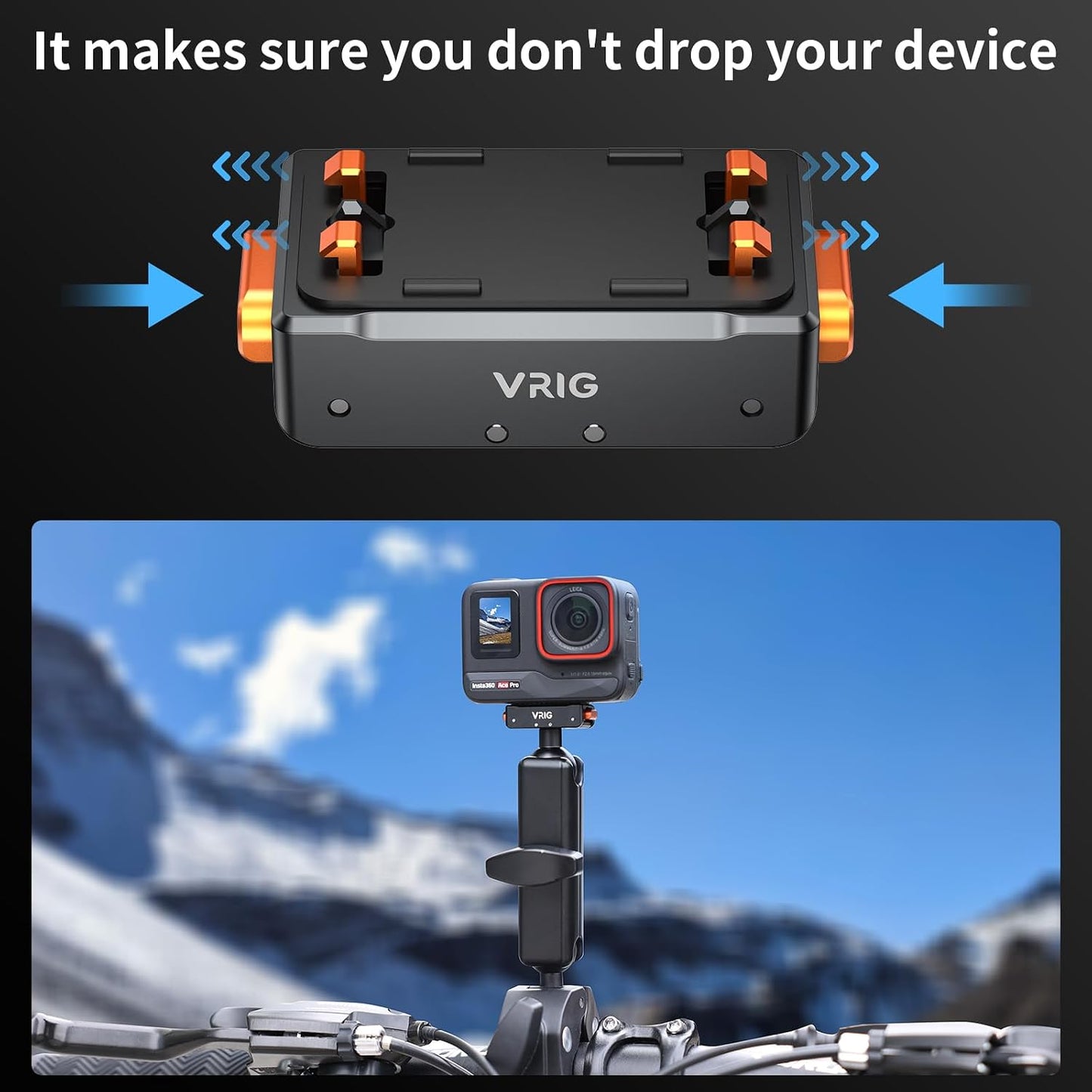 VRIG Select X5 Insta360 Pro2, Insta360 X5/X4 1/4" 2-Prong VRIG Magnetic Quick Release Mount for Ace Aluminum Alloy