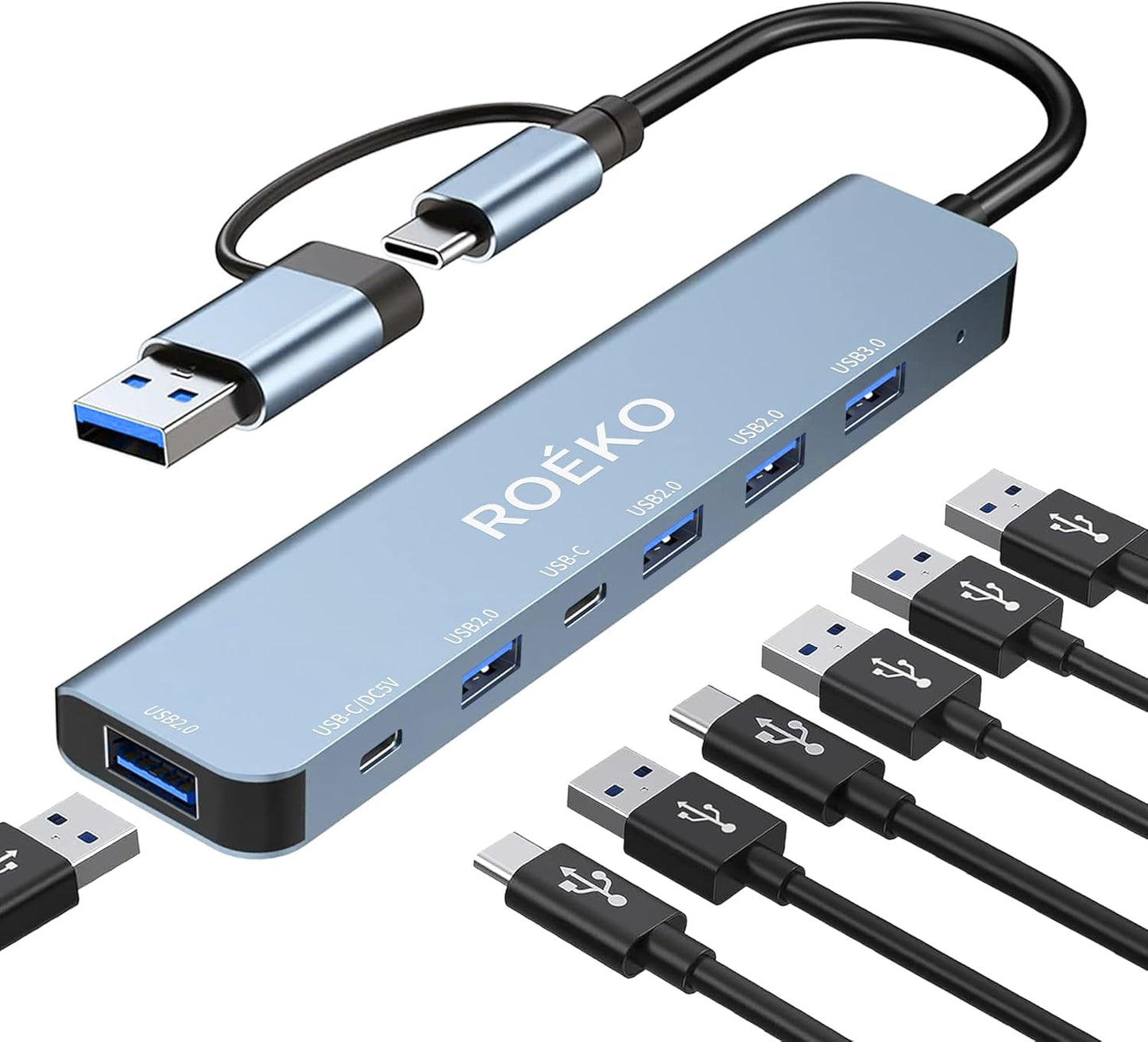 ROKO 3.0,USB 1xUSB 3.0,4xUSB2.0,2 7in1) USB Hub c hub,USB hub with Multiport Adapter, USB Splitter with x USB C,Hub