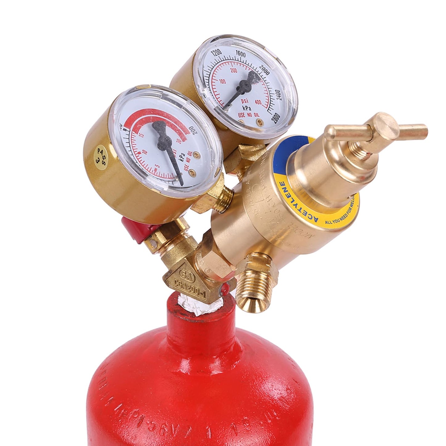 HEVIRGO Welding Brazing Cutting Torch Kit with Oxygen Acetylene Tanks, Professional Portable Tote Oxygen Acetylene Oxy Long Pipe Brass Nozzle Welding Torch Kit with Gauge