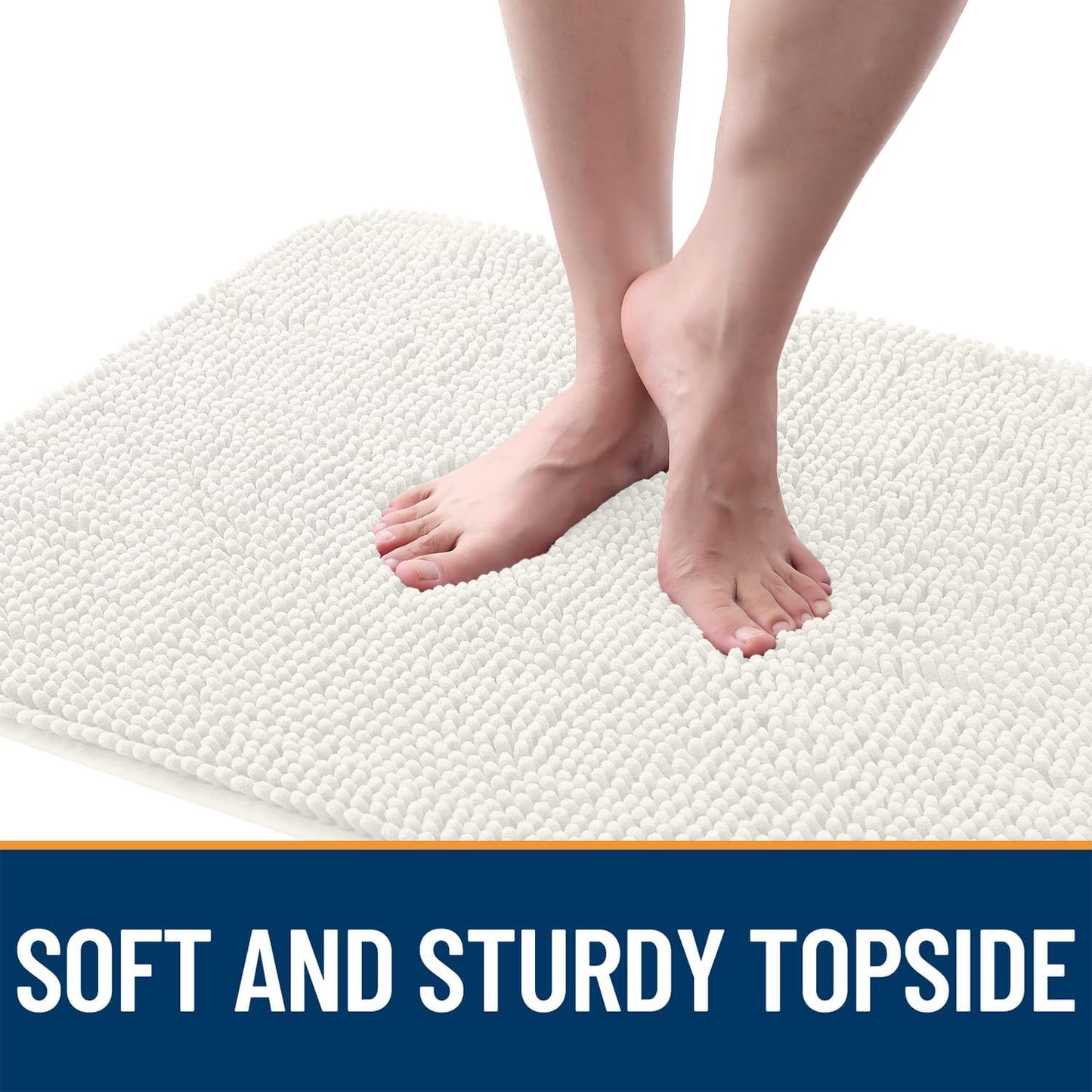 OLANLY Dog Door Mat - Absorbent Non-Slip Mud Mat for Dogs | Quick Dry Chenille, 47x20, Ivory