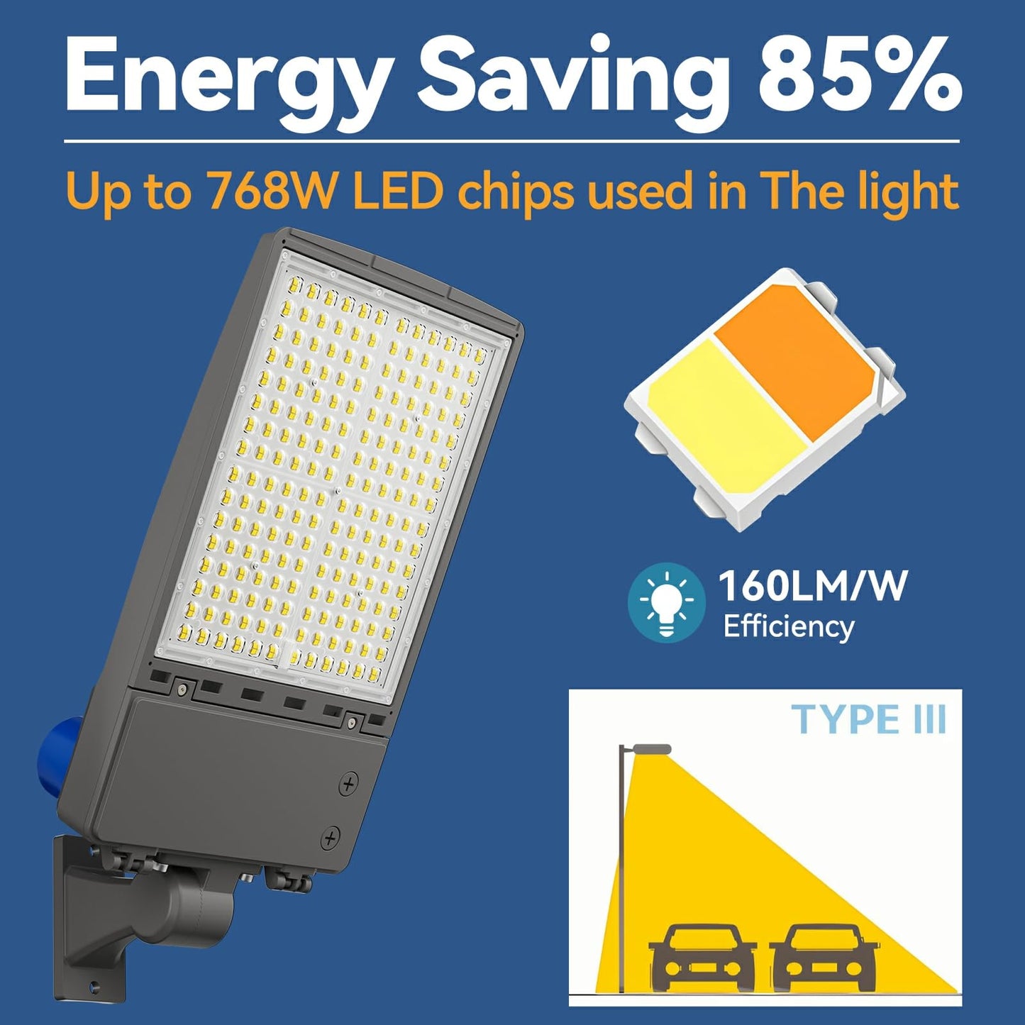 360W LED Parking Lot Light 2Pack: 250/300/360W Selectable, 57600LM 5000K LED Shoebox Light with Photocell, Arm Mount Flood Light, Commercial Outdoor Area Lighting for Driveway Stadium Roadways, ETL