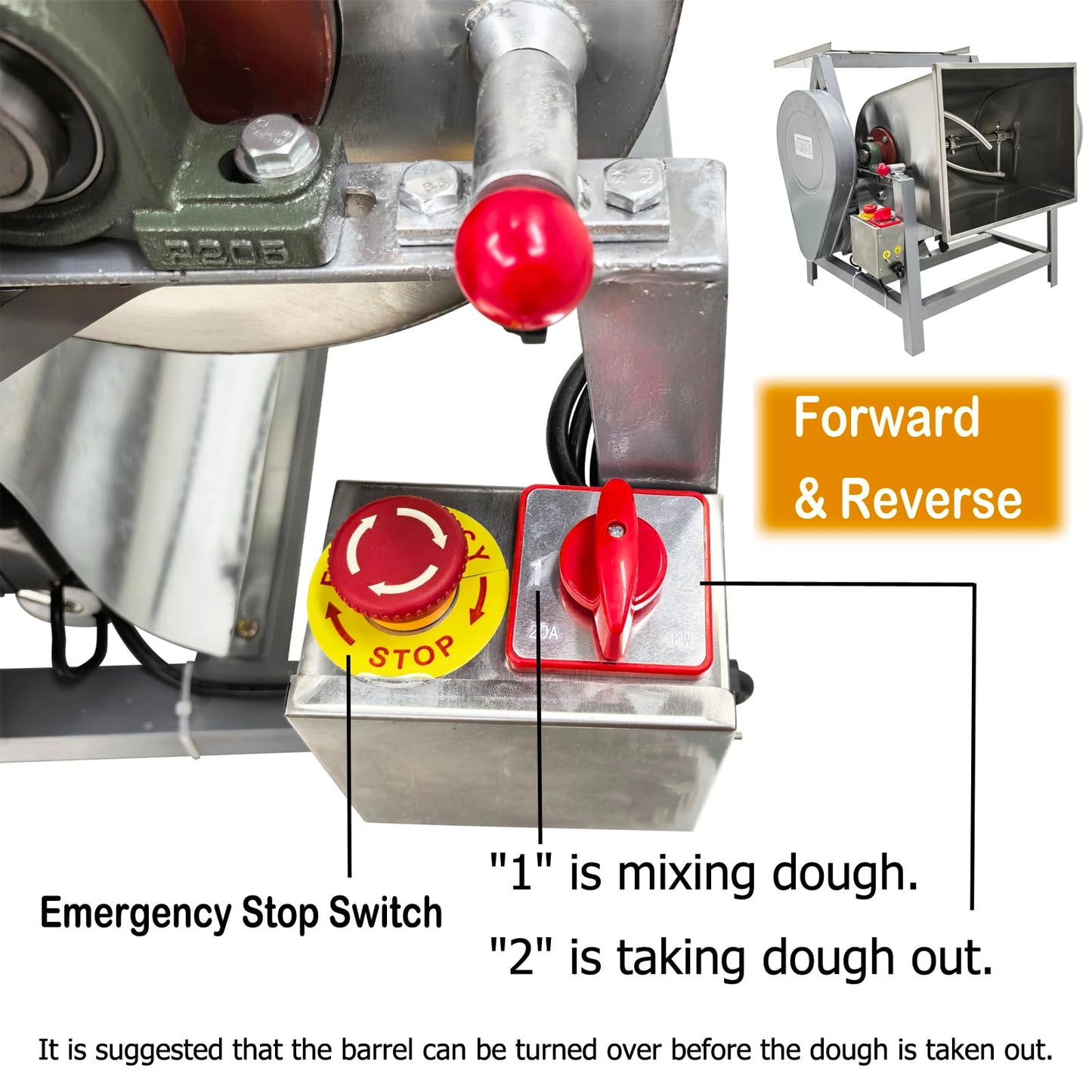 BEILOCKERY 110V 15kg Electric Dough Mixer with 90 Degree Tilt Bowl, 1500W Commercial Dough Kneading Machine, Heavy-Duty Dough Kneading Machine, Stainless Steel Food Mixer
