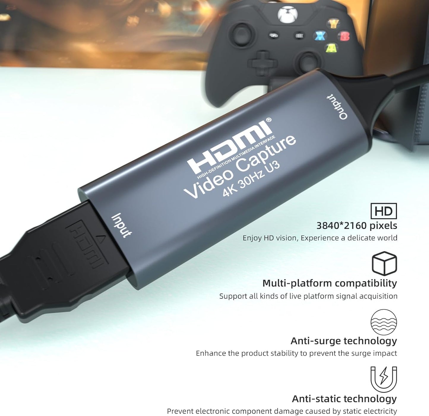 SUOFEIXIANG 4K 30FPS 3.0 VLC,OBS,Amcap,PS5,Switch,Xbox HDMI Video Capture Card,Video Recording Card HDMI USB for Gaming