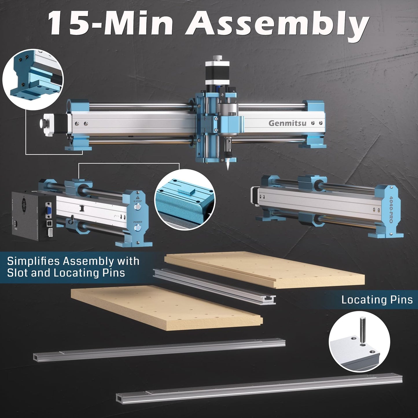 Genmitsu CNC Router Machine 4040-PRO + CFL55-33 5000mW Optical Power Laser Module, for Metal Acrylic Cutting Milling, GRBL Control, Lead Screw Driven, 3 Axis Engraving