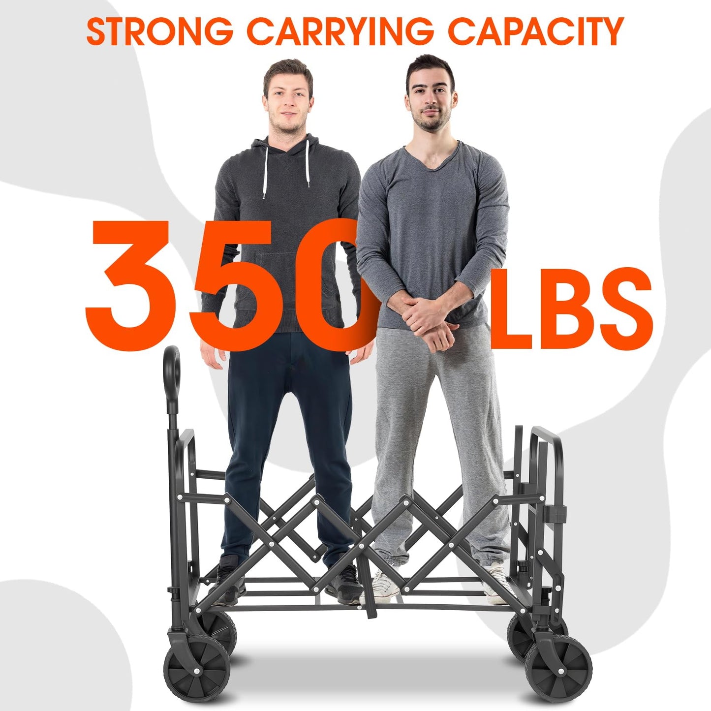 Verovita 350LBS Heavy Duty Collapsible Wagon with Extended Tailgate - 120L Foldable Utility Cart, All-Terrain Wheels Portable Beach Wagon for Camping, Grocery Shopping, Picnic & Outdoor Travel