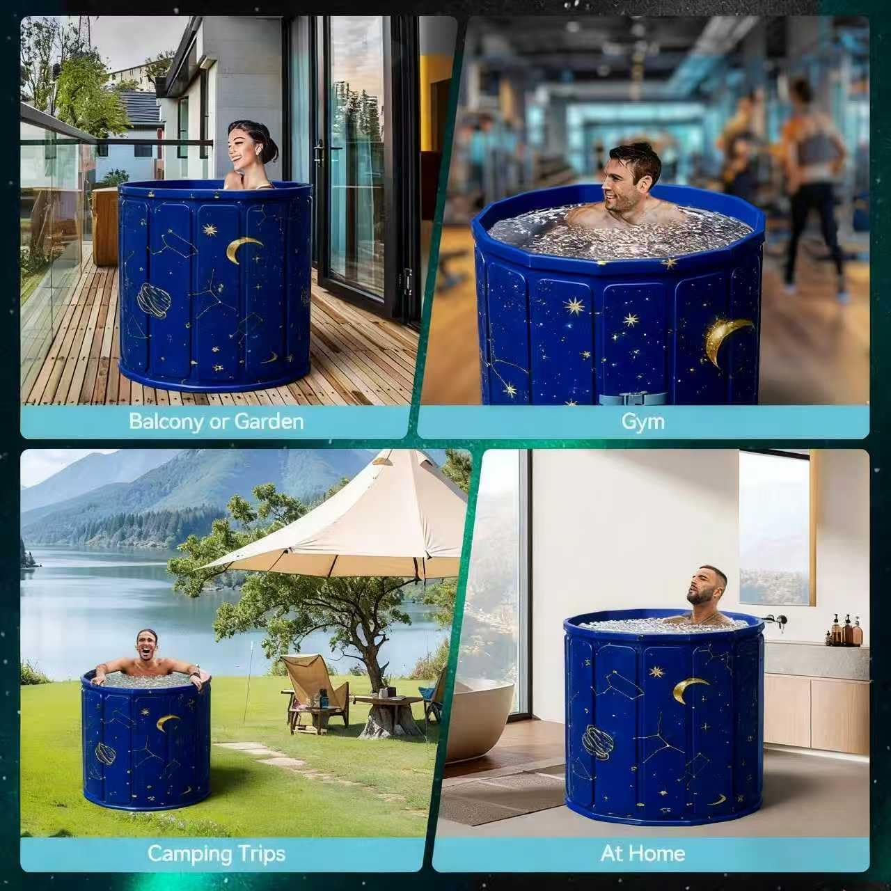 Portable Foldable Ice Bath Tub, 90-Gal Large Capacity，-2-in-1 Hot & Cold Plunge Tub, 5-Layer Insulated Collapsible Soaking Bathtub, Portable BathTub for Home Outdoors Gyms, Recovery Bathtub ﻿