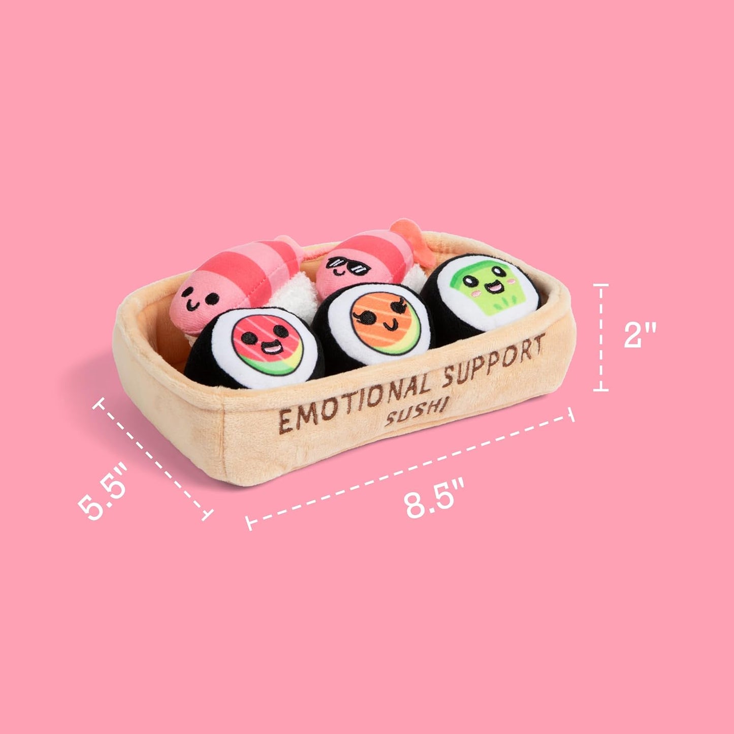 Relatable Emotional Support Sushi | Cuddly Stuffed Animals Set with 5 Plush Toys & Basket - Perfect Gift for Mom