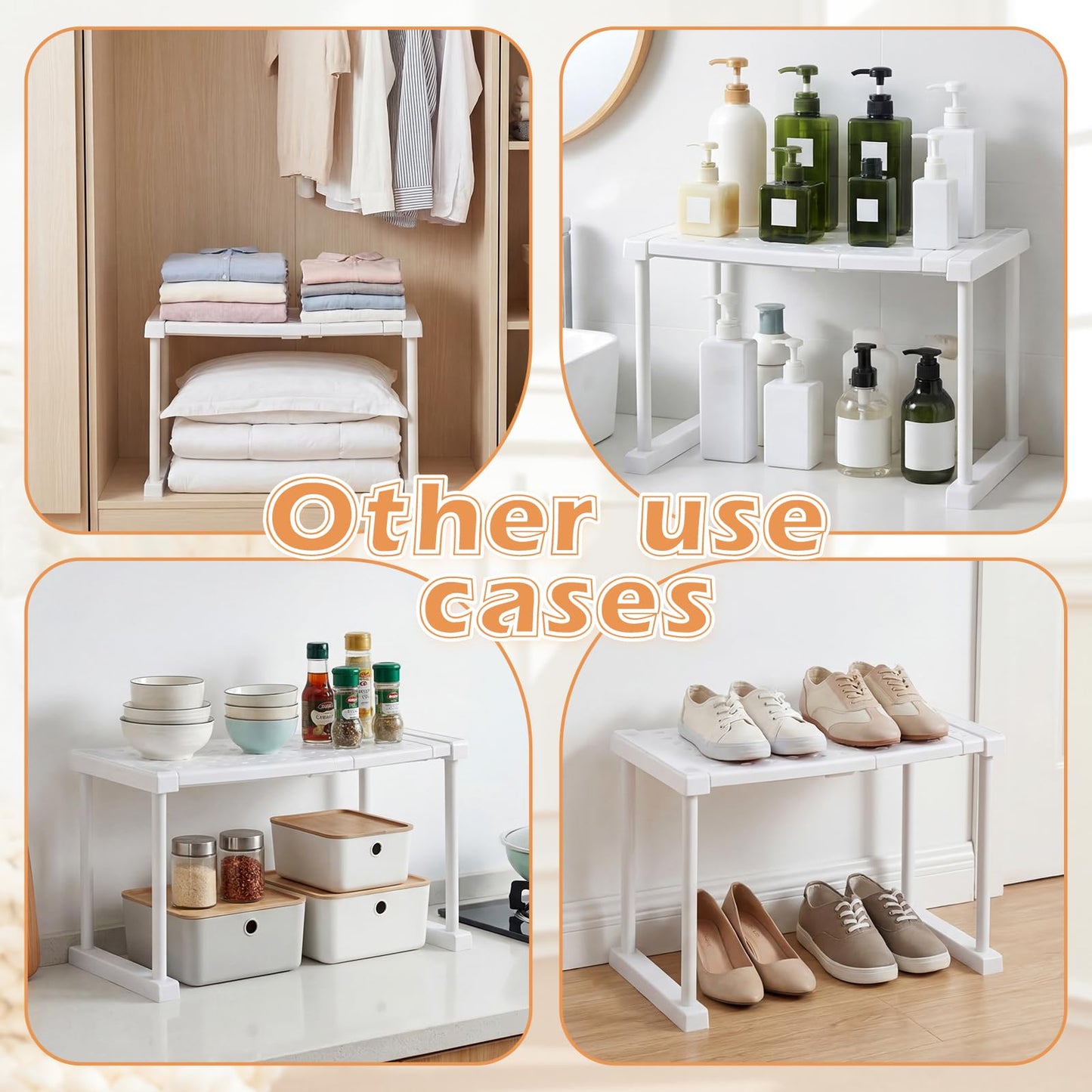 Colarr White Plastic Locker Organizer Shelf Adjustable to 11.4-15.4 Inches in Length for School Classroom Office Gym Lockers Home Storage
