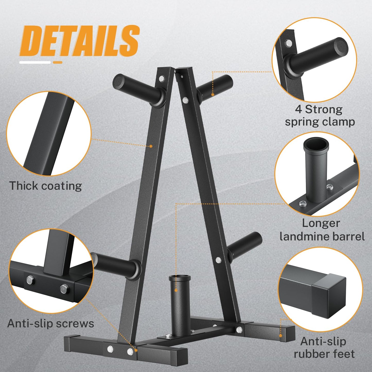 Weight Plate Rack, Bongkim Weight Tree and Weight Rack for Plates, Weight Holder for 2 inch Olympic Weight Plate, Weight Plate Storage for Home Gym