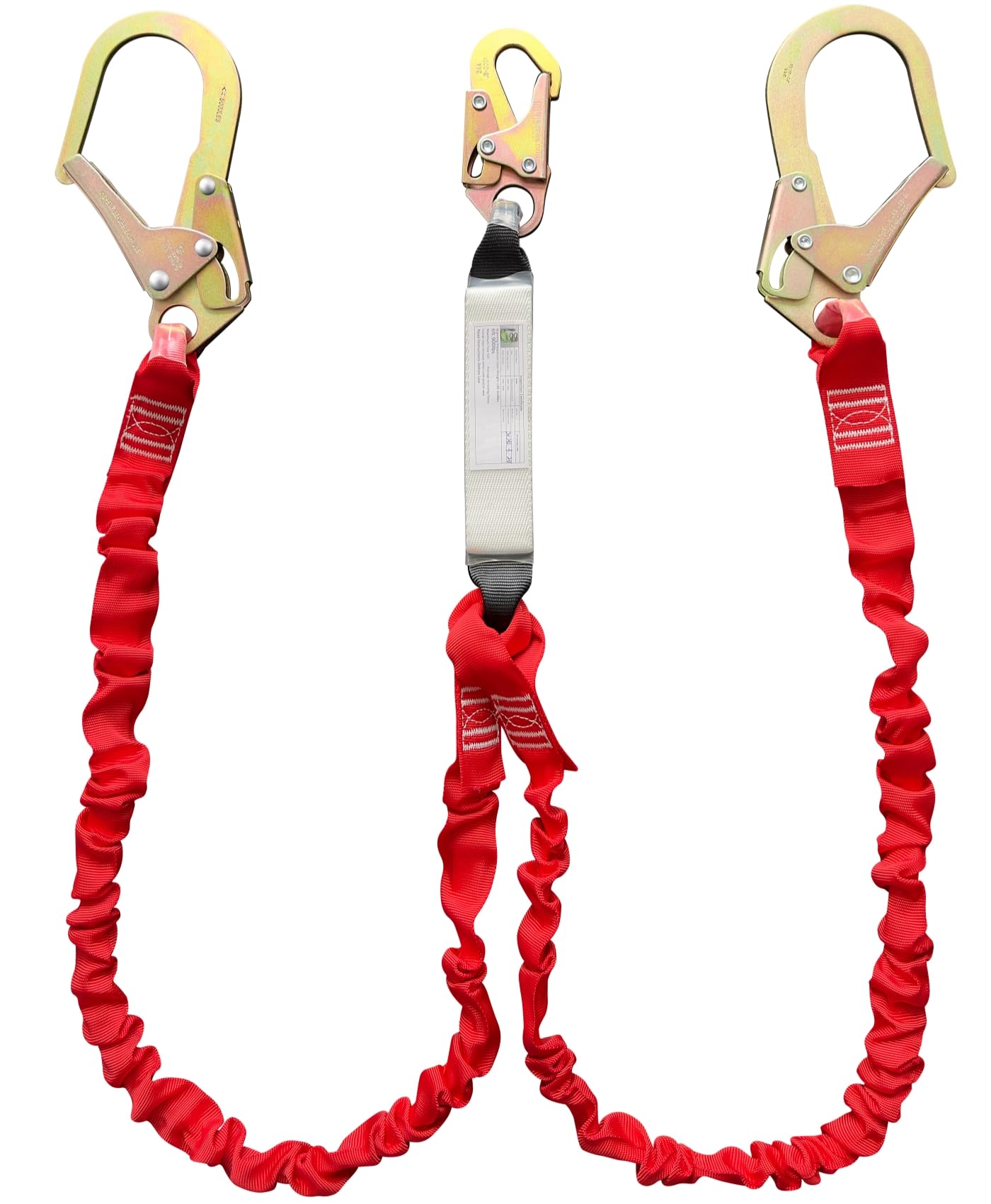 Safety Harness Fall Protection Lanyard-6FT Double Leg Internal Shock Absorbing Safety Lanyard for Consturction,Roofer, Scaffolding -Heavy-Duty Hooks| OSHA & ANSI Rated(Red, 2 Leg)