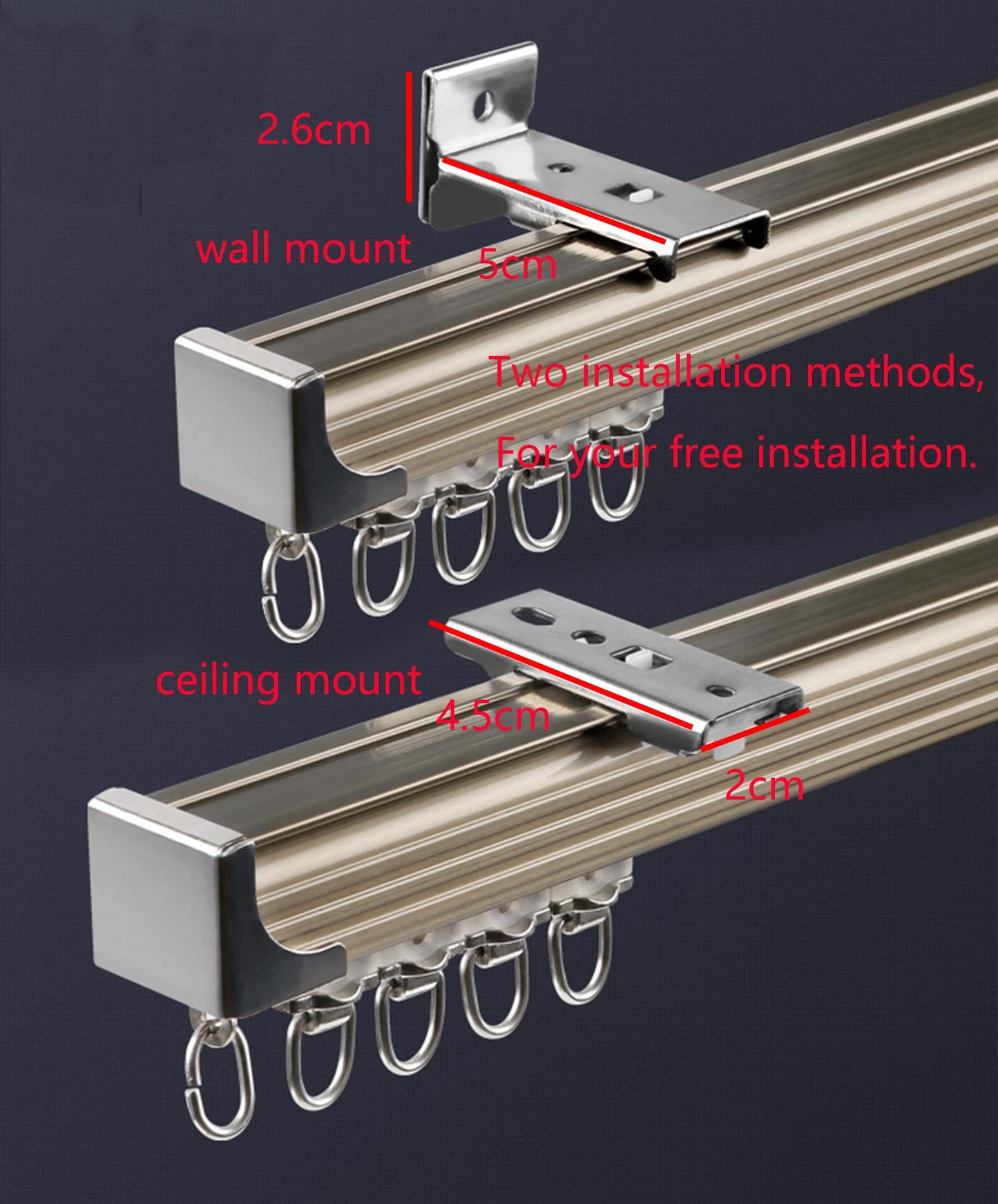 Ceiling Curtain Track Set,Room Divider Track, Shower Curtain Track Set with Hooks and All Accessories for Living Room, Bed Room, Closet and Sliding Door (champagne, For Spaces 18ft - 24ft Wide)