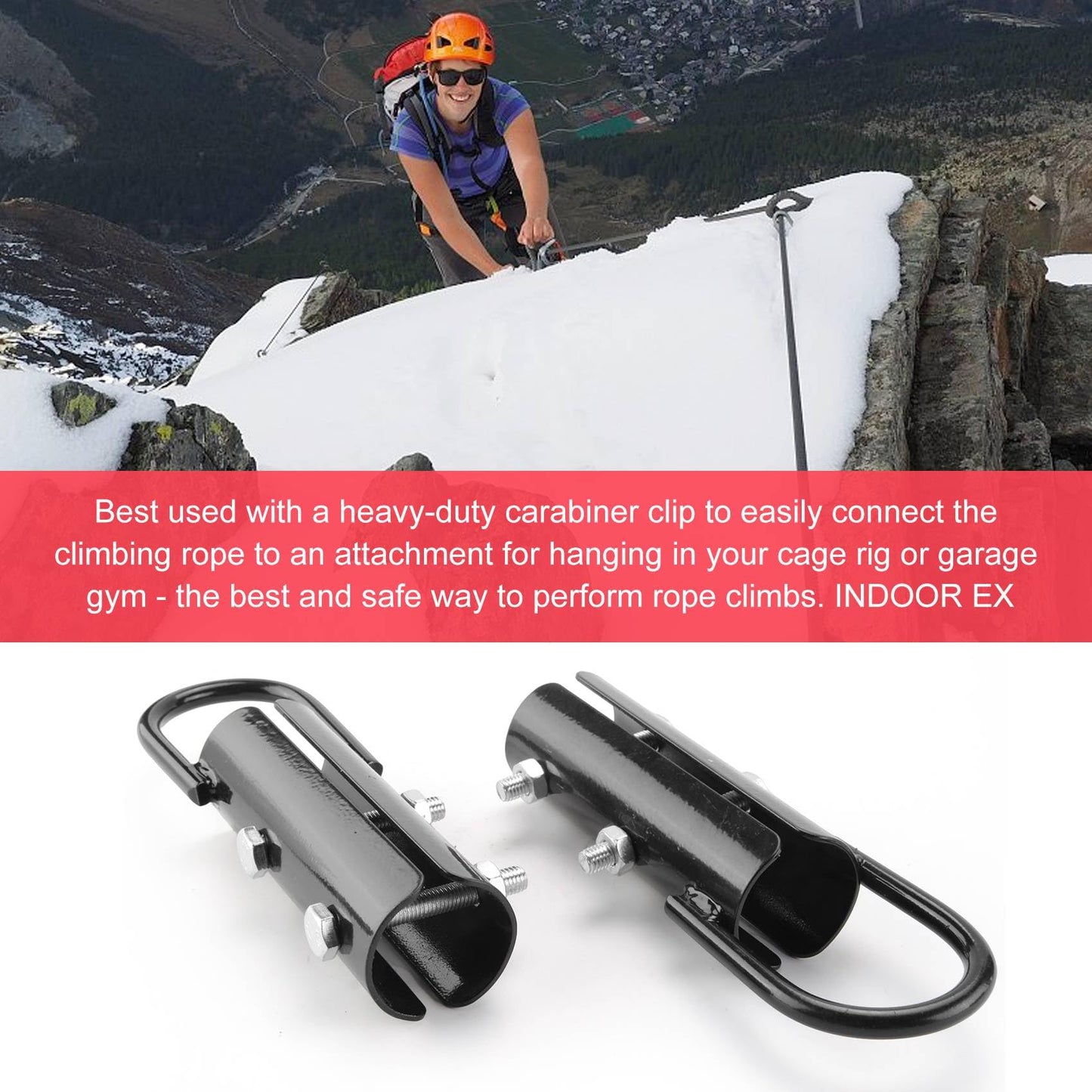 MuNanshan 1.5” Climbing Rope Clamp, 2 Sets Rope Climb Clasp Workout Rig Attachment Hook for Rope Climbing Gym Strength Training