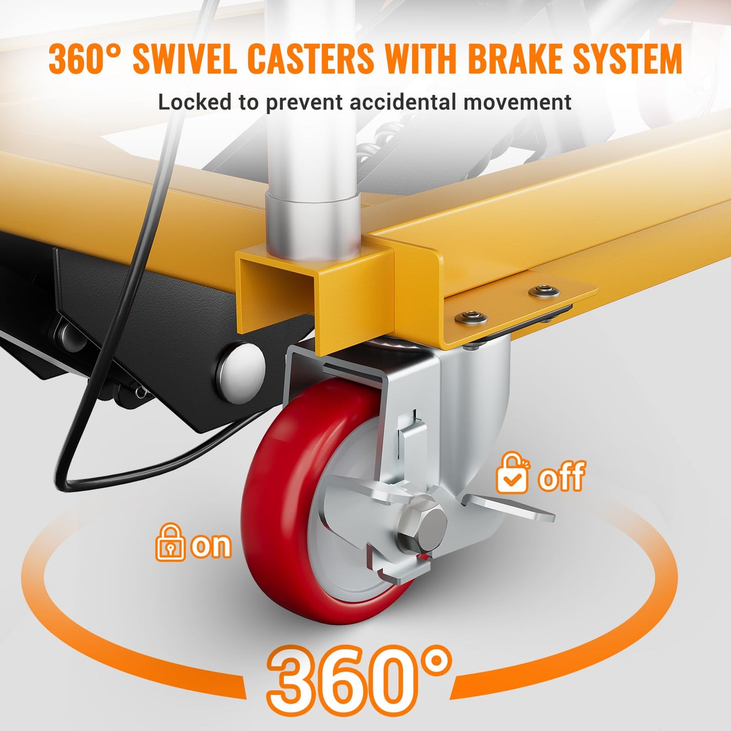 GarveeTech Hydraulic Lift Table Cart, 330 LBS Capacity 50 in Lifting Height, Manual Double Scissor Lift Table with Locking Wheels and Non-Slip Pad, ScissorLift Table for Material Handling, Gold