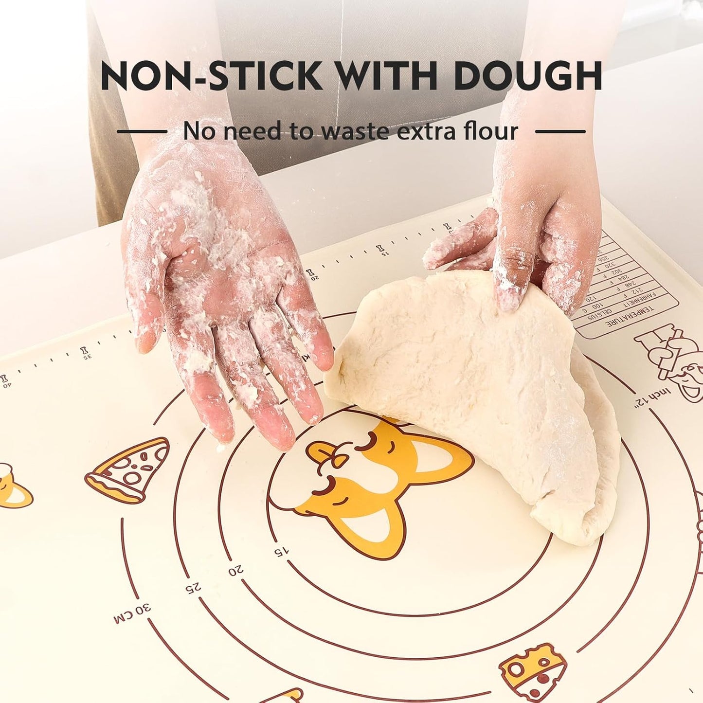 Ourokhome Silicone Baking Mat - Non-Stick, BPA-Free, 20'' x 16'' | Durable, Dishwasher Safe, Beige