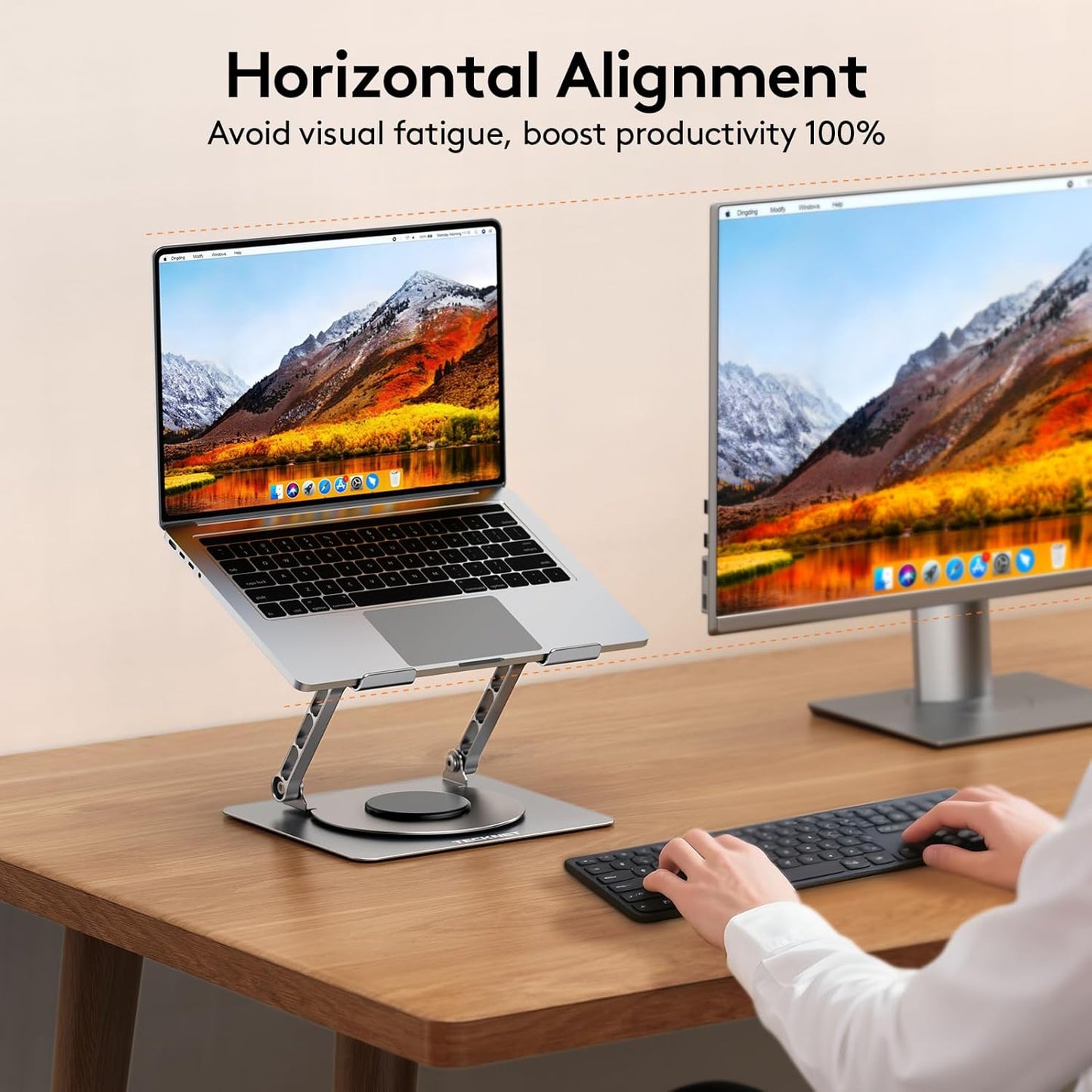 TECKNET 360 10-17" Laptop Stand for Desk, Rotating Base, Ergonomic Foldable Computer Stand for Laptop Riser Height