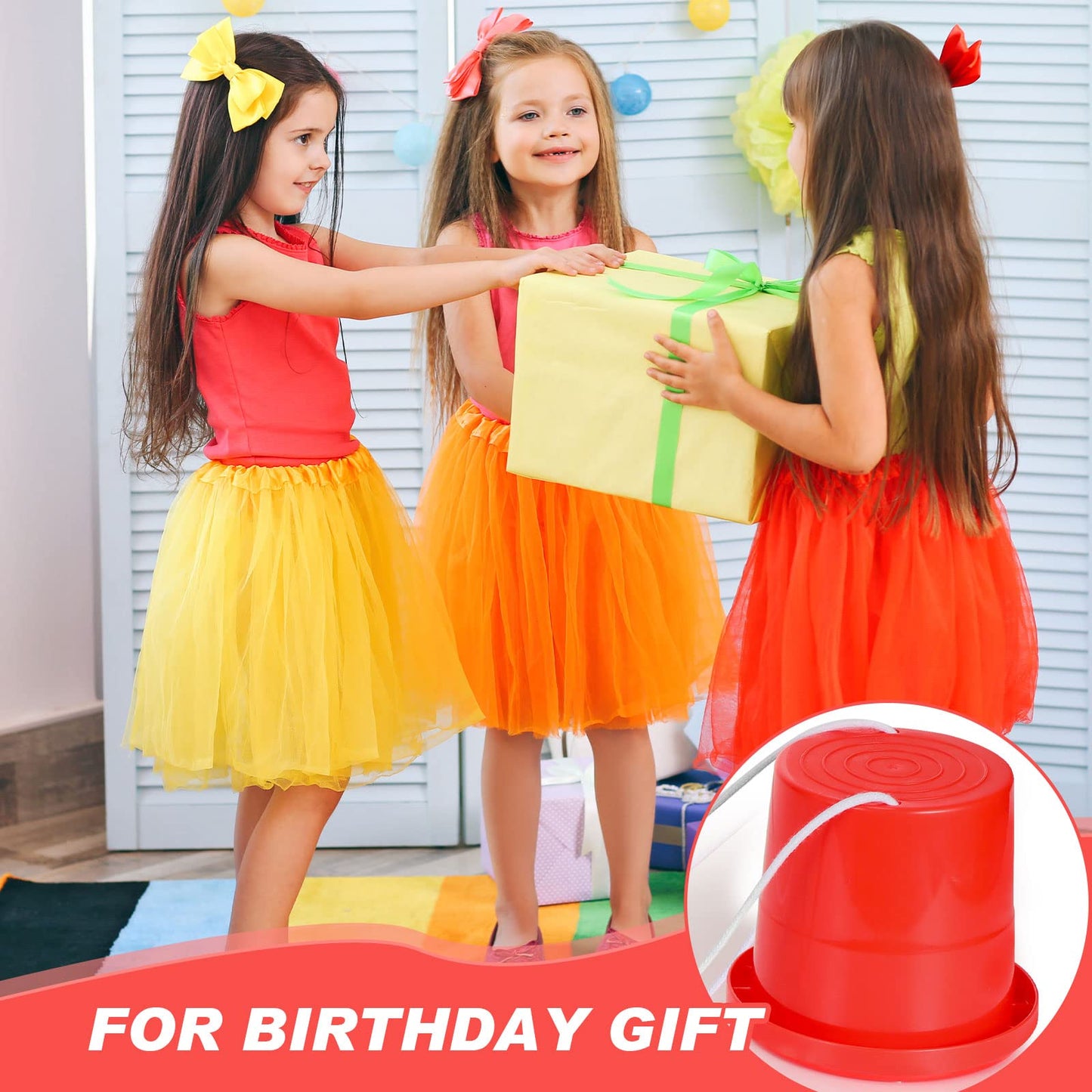 Meooeck 2 Pairs Walking Stilts Balancing Bucket Cup Thickened Plastic Stilts with Adjustable Rope for Kid Balance Coordination Birthday Playground Game Party Favor(Red, Blue)
