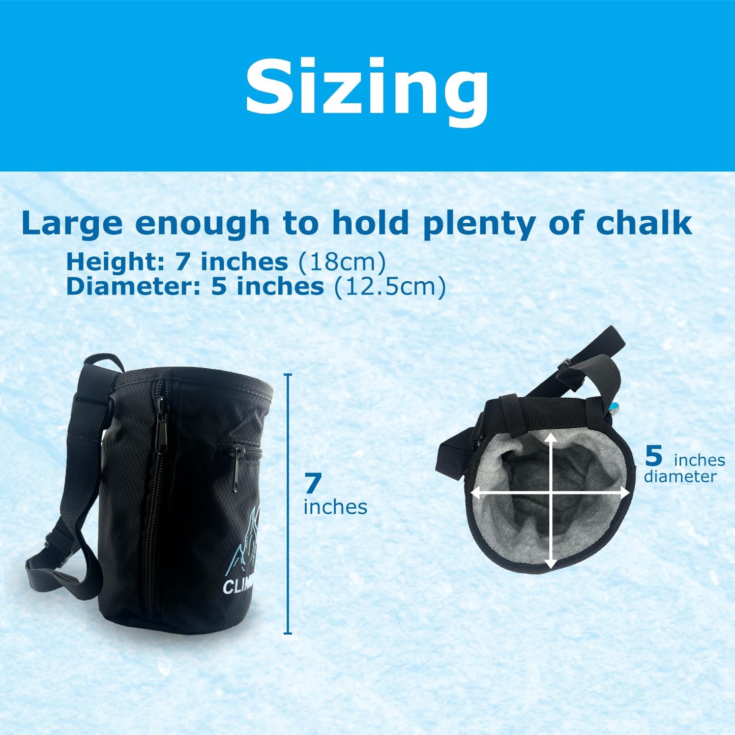 Chalk Bag + Chalk Ball for Rock Climbing, Bouldering, Top Rope | Climb On (Bag + Refillable Ball)