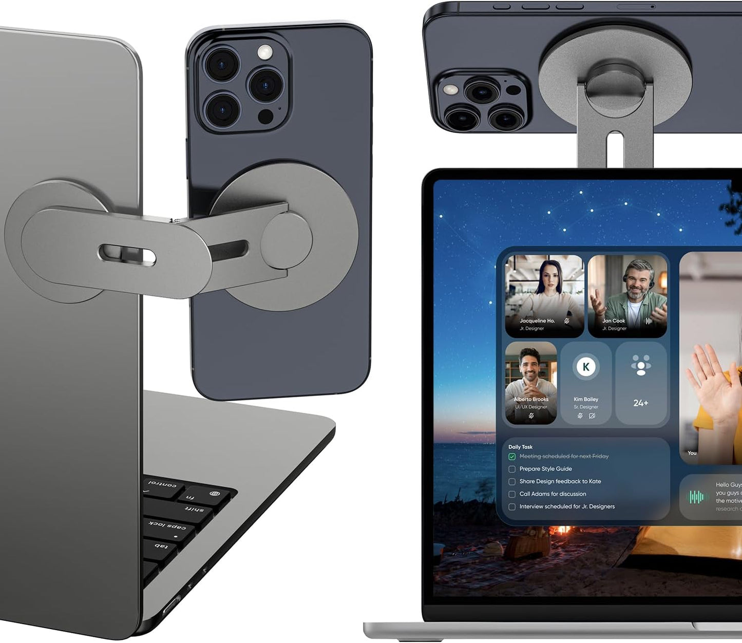 ALAFLY 360 17 Max/16/15/14/13/12 Magnetic Phone Holder for Laptop, Adjustable MacBook Monitor Side Mount for iPhone Pro