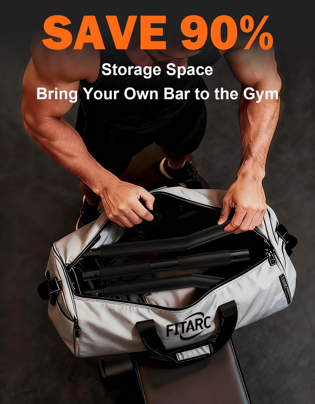 Fitarc 40'' LAT Pulldown Bar Attachment for Pulley Cable Machine, Full-Length Non-Slip Grip, LAT Pull Down Bar Accessories for Gym, Strength Workout