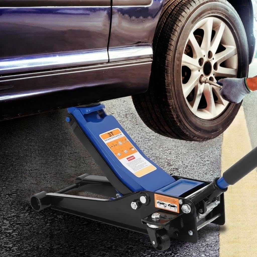 Garvee 3 Ton Low Profile Floor Jack, Hydraulic Car Jack with Dual Pump Quick Lift Technology, 3" to 19.5" Wide Lifting Range, 6600Lbs Heavy Duty Carbon Steel Floor Jack for Car, SUV, Truck, Blue
