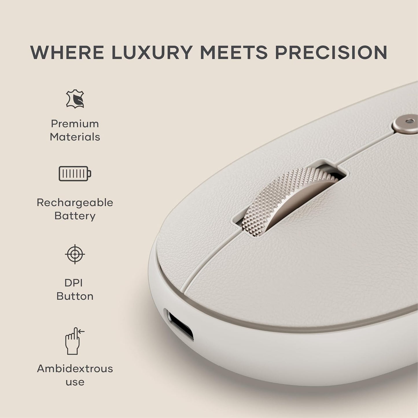 Satechi 3 OntheGo Bluetooth Mouse with USB C Rechargeable Battery, Connect up Devices, Compact and Portable Wireless