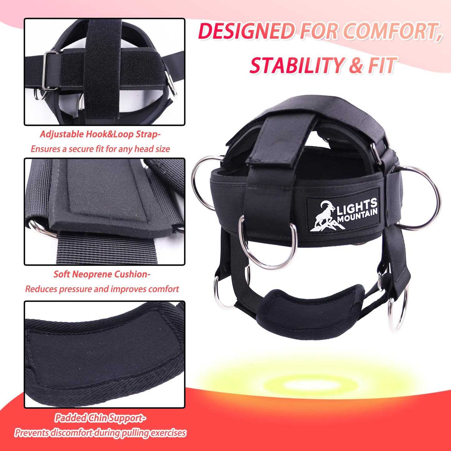 Adjustable Neck Harness with Pulley System & Resistance Bands – Multi-Directional Neck Weight Lifting Training for Strength, Stability & Posture – Padded Head Strap for Athletes & Fitness
