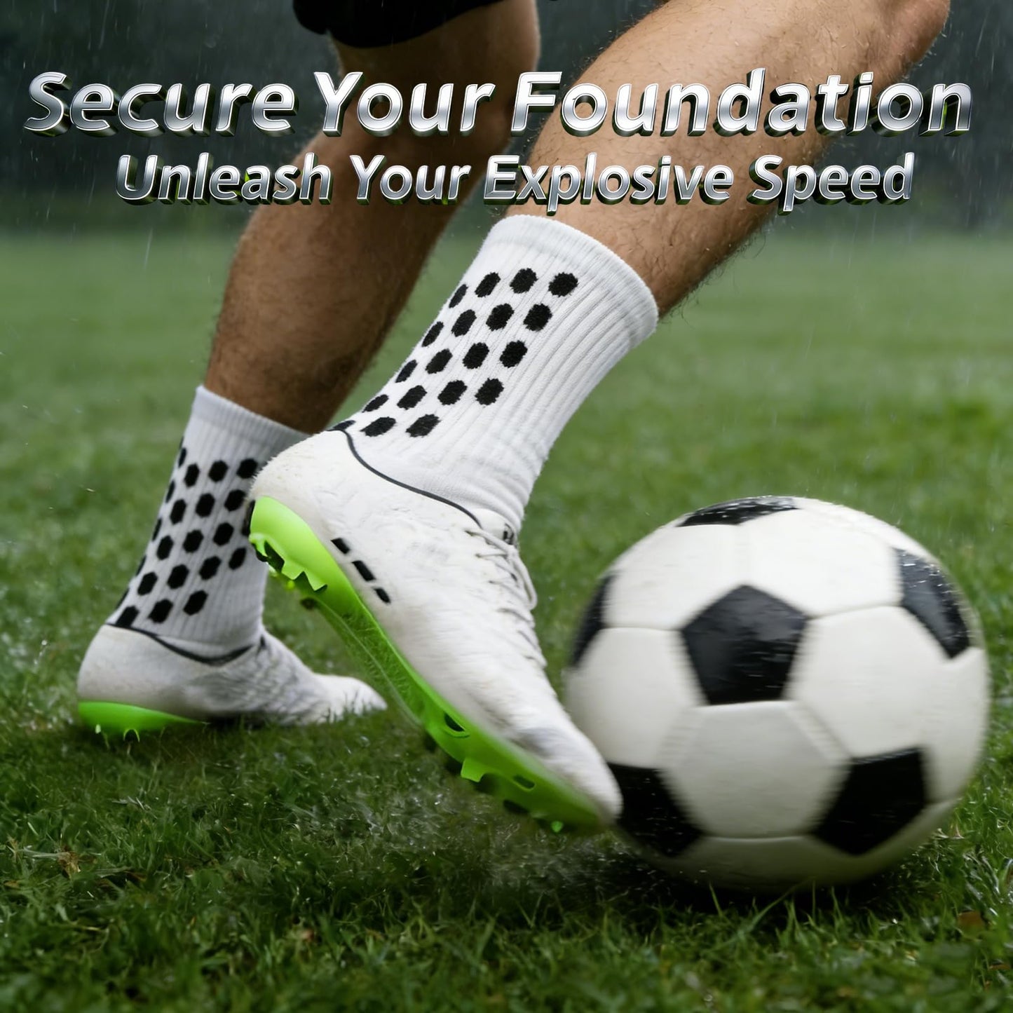 vibsteps 4 Pairs Anti Slip Soccer Grip Socks for Men & Youth, Breathable Mesh Non Slip Football Socks for Academy Players, Black