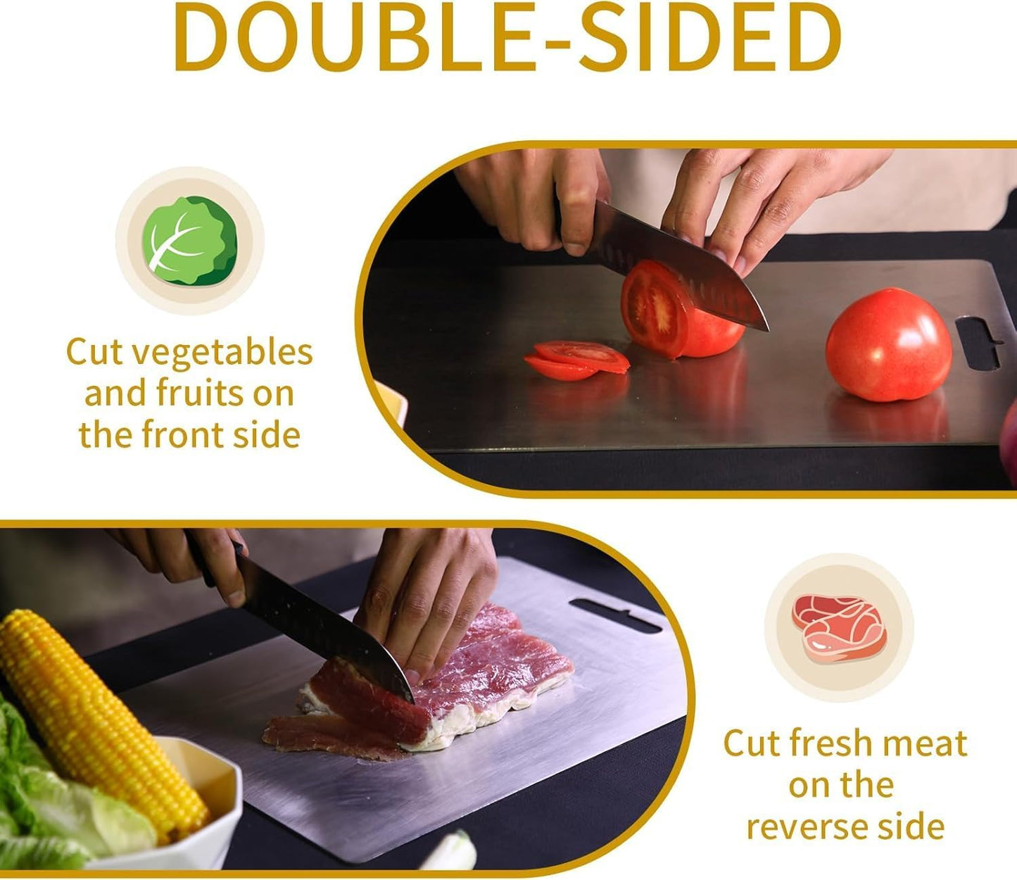 Titanium Cutting Boards - 2025 Upgrade 100% Pure Titanium Cutting Boards For Kitchen, 1 Pack Double-sided food-grade Cutting Board, Easy to Clean (12 * 9INCH)