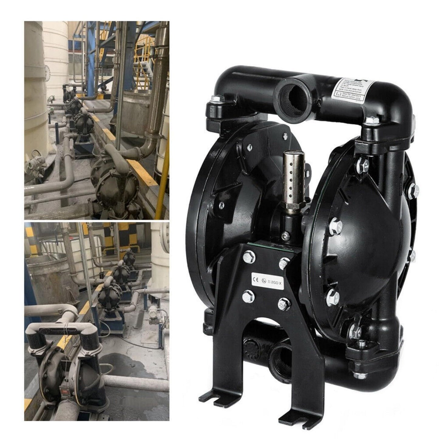awolsrgiop Air-Operated Double Diaphragm Pump 1" Inlet Outlet Petroleum Fluids, 35GPM 120PSI Diaphragm Pump Up to 150 Degrees F. for Petroleum, Metallurgy, Mining, Coating Material, Printing