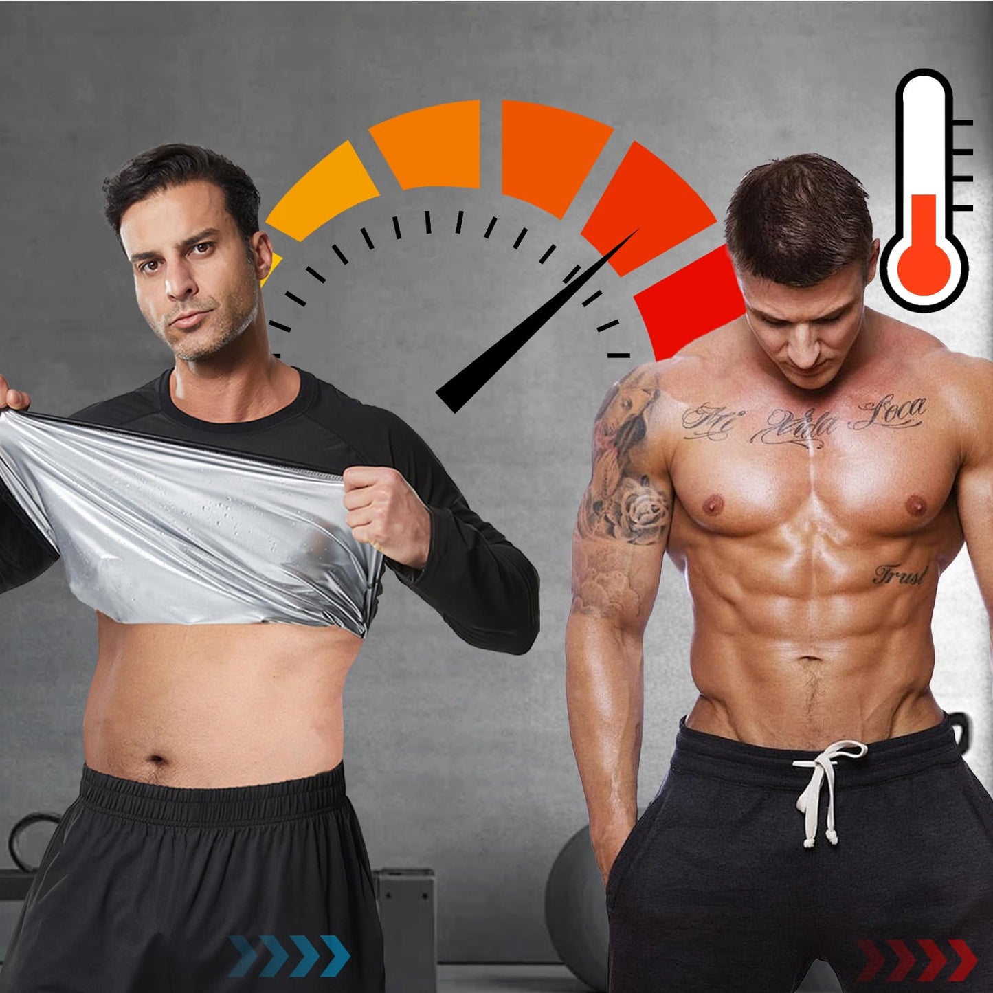 Towintec Sauna Suit for Men Long Sleeve Heat Trapping Sweat Shirt Weight Loss Body Shaper Vest Hot Workout Gym Gear Compression Shirts for MMA Training Sports Athletic Body Smoothing Tops（Silver,M）