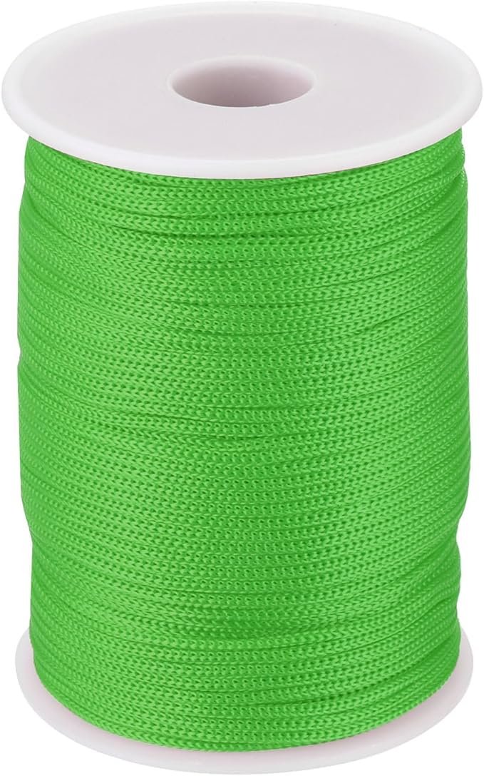 MECCANIXITY 1/12 Inch Polypropylene Rope Braided Ropes, 328ft Nylon Rope Hollow Utility Cord for Clothesline, Camping, Hiking, Outdoor, Light Green