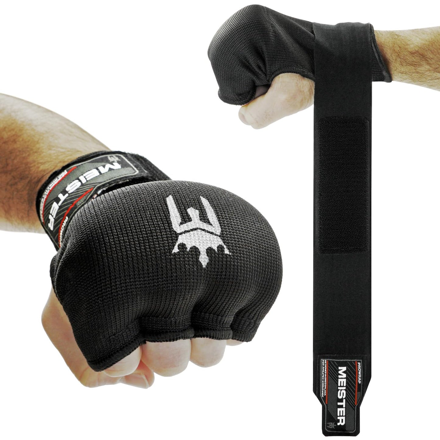 Meister Padded ProWraps Inner Hand Wrap Gloves (Pair) - Black - Small/Medium